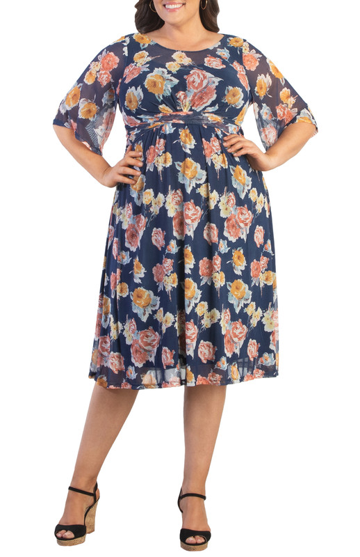 Kiyonna Plus Size Katarina Illusion Mesh Cocktail Dress (Plus Size)