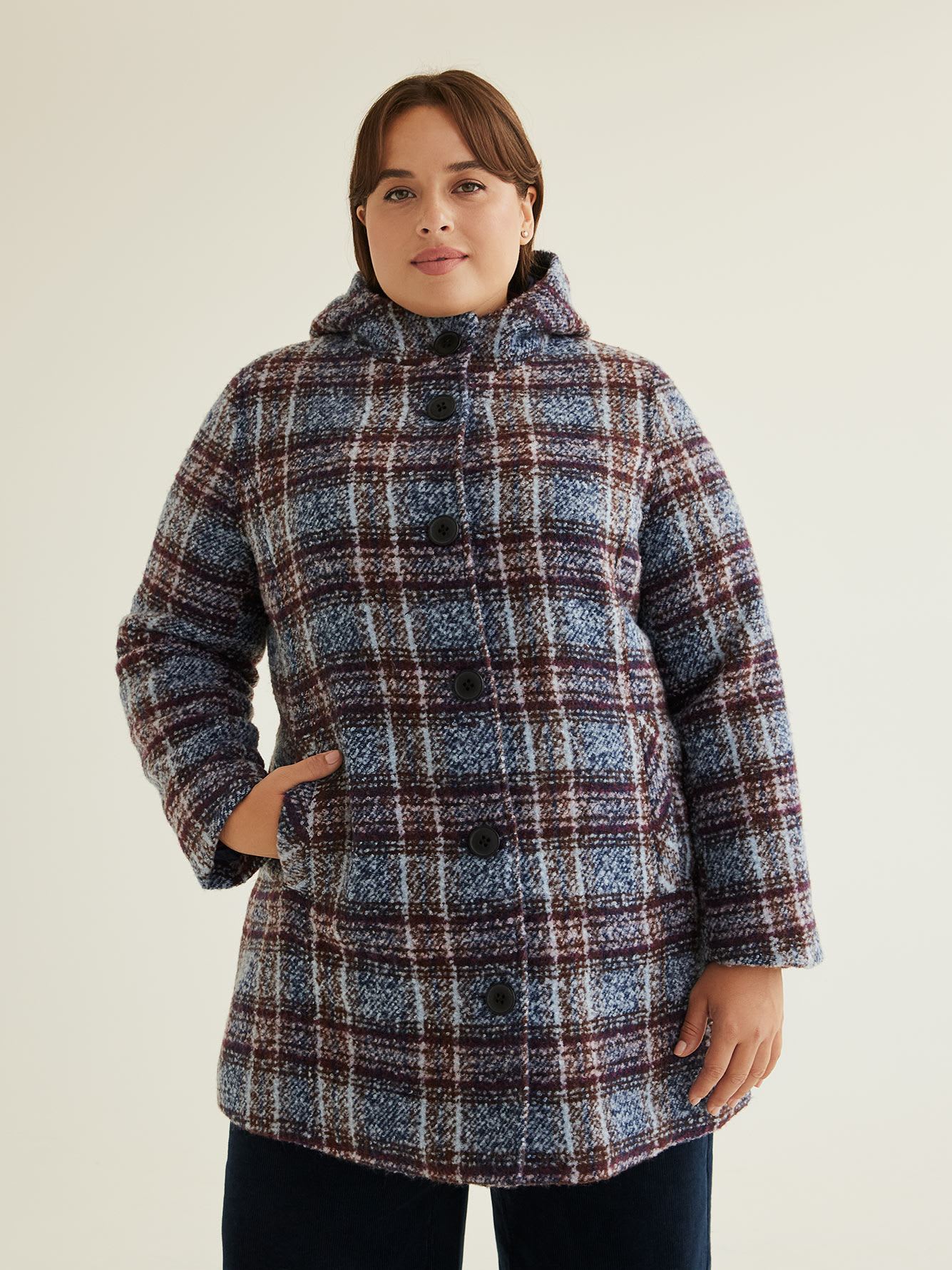 Responsible, Plaid Coat with Hood