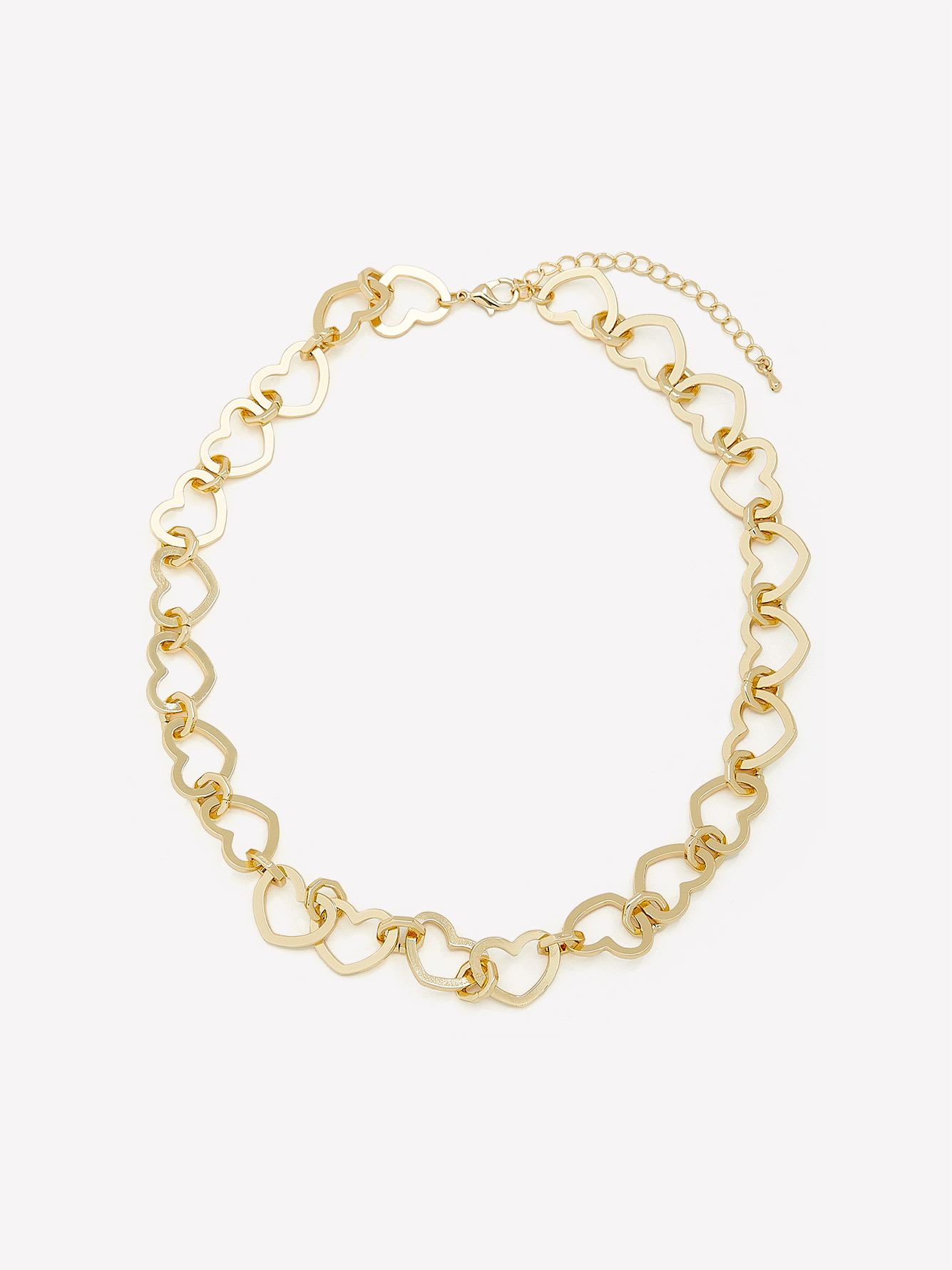 Short Golden Heart Link Necklace