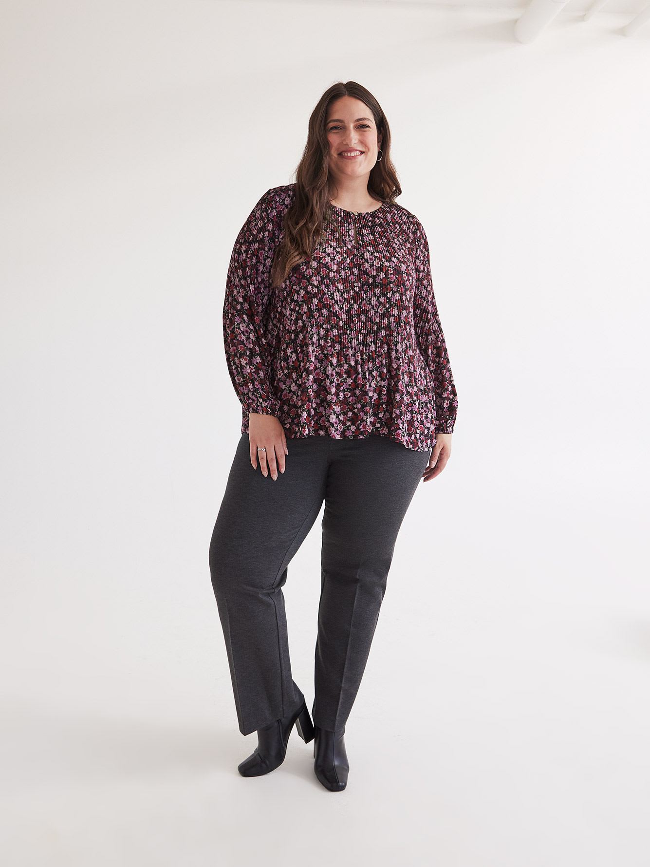 Petite, Heather Grey Essential Ponte de Roma Sculpting Straight-Leg Pant
