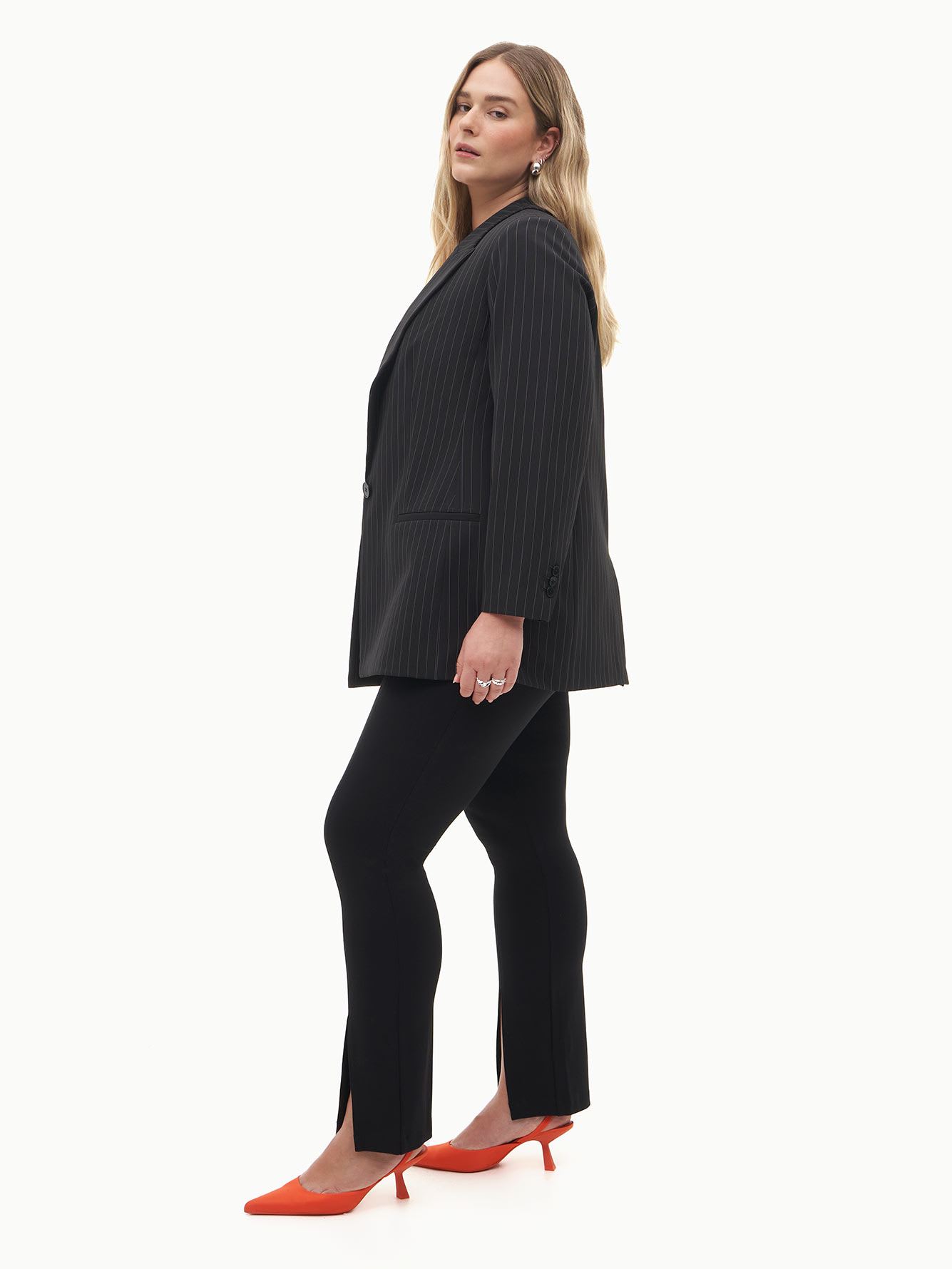 Single Breasted Pinstripe Blazer - Addition Elle