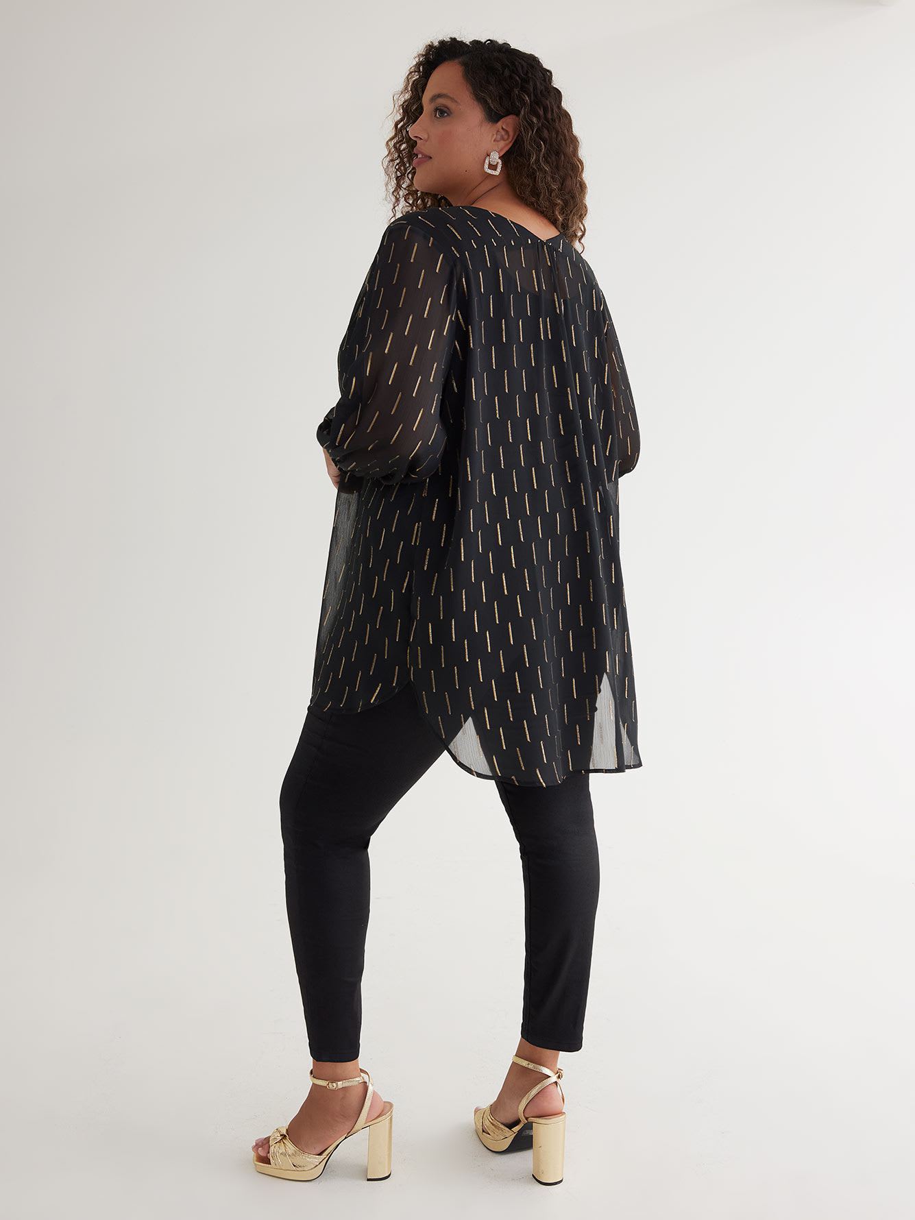 Black Open Tunic Kimono Overpiece with Bracelet Sleeves