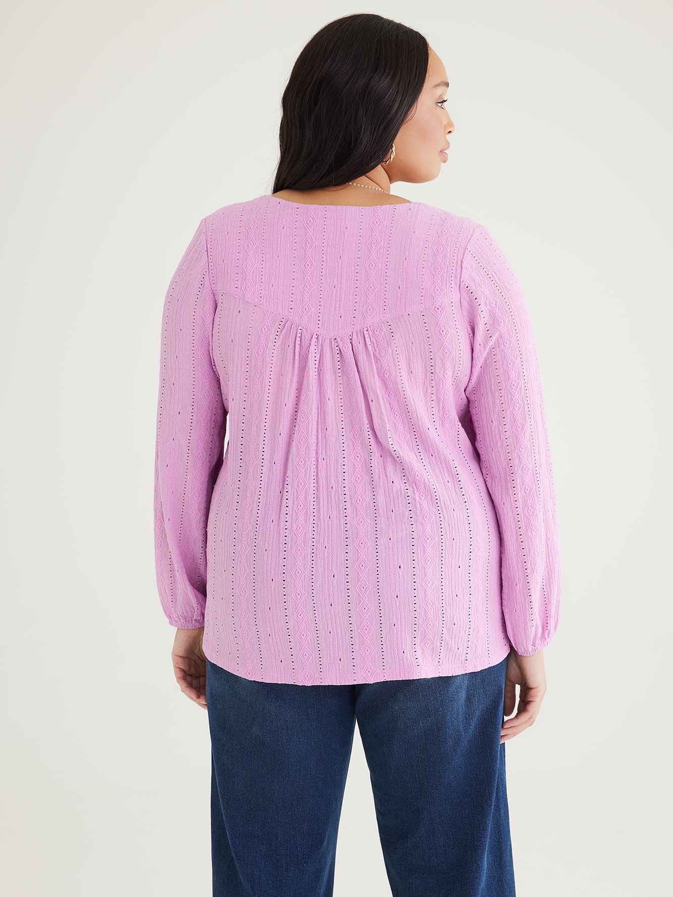 Buttoned-Down Top with Long Bubble Sleeves
