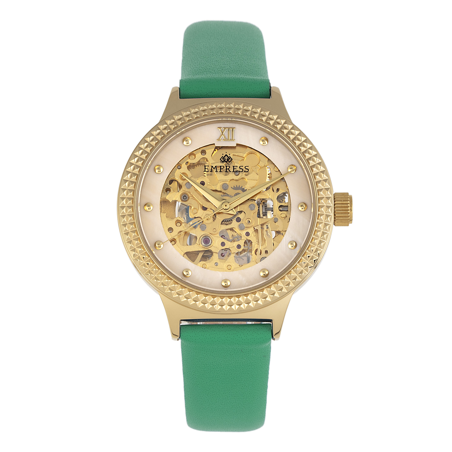 Empress - Alice Automatic MOP Skeleton Dial Leather-Band Watch - Blue