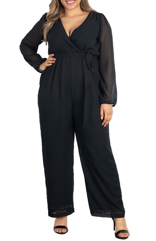 Kiyonna Plus Size Celina Chiffon Jumpsuit (Plus Size)