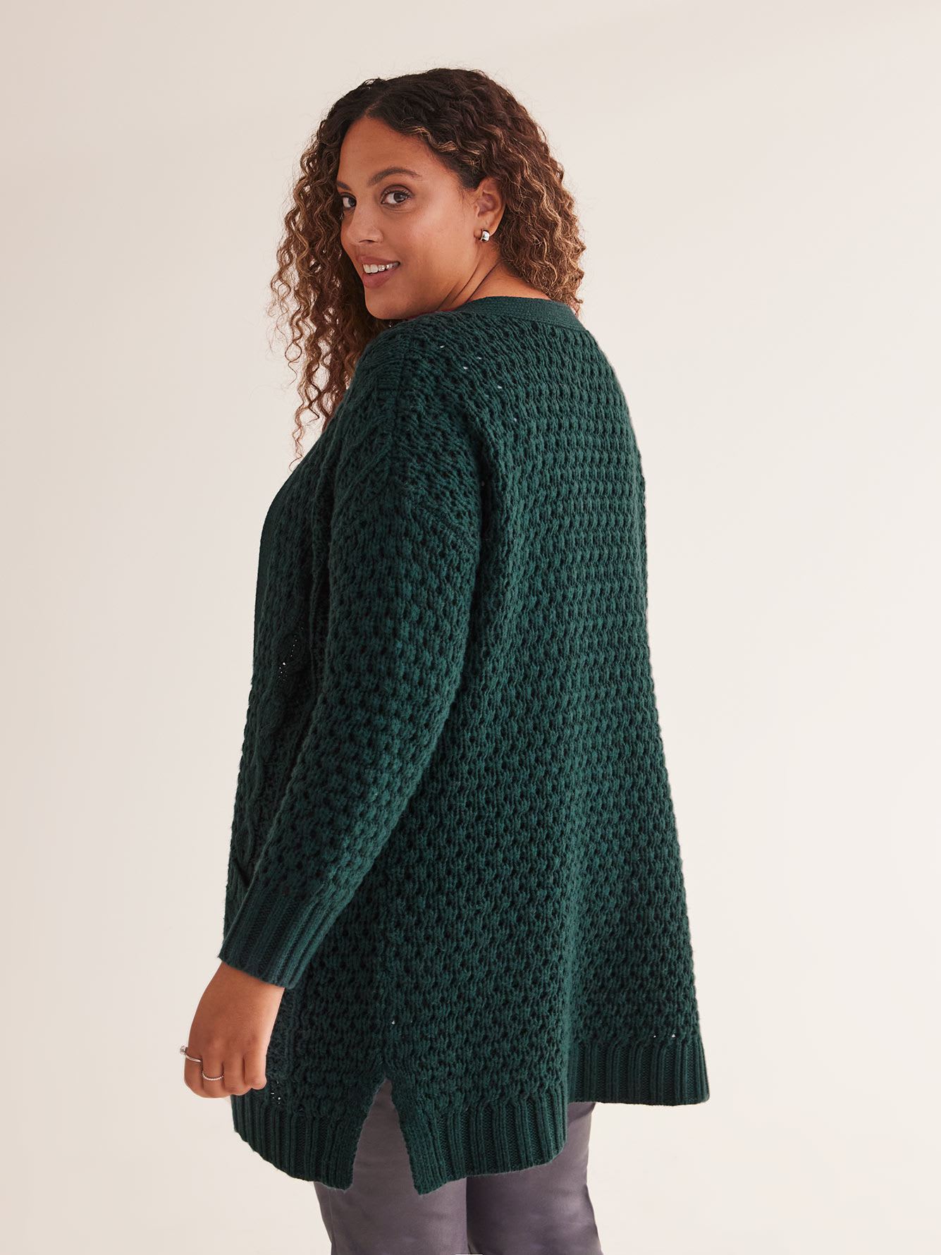 Cable Knit Open Cardigan