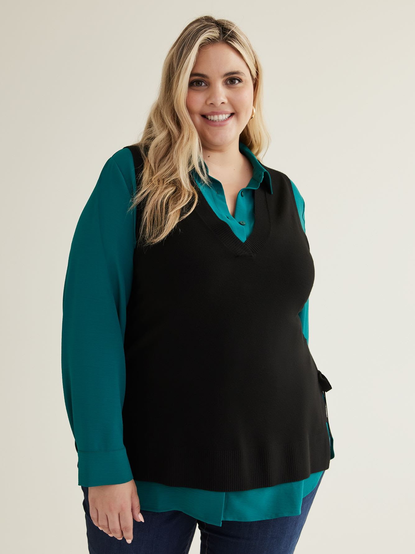 Black Knit Sweater Vest with Open Sides