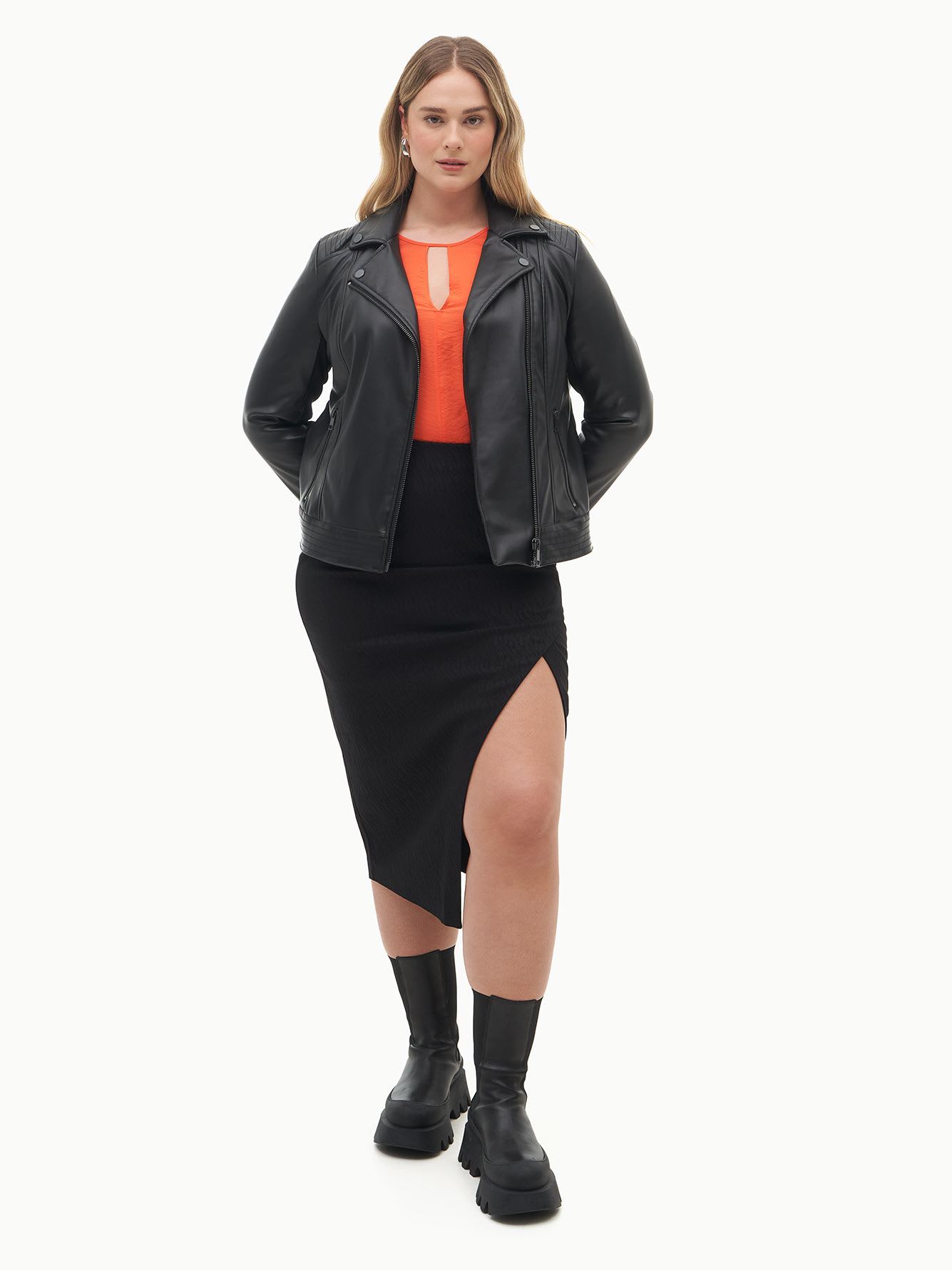 Faux-Leather Moto Jacket - Addition Elle
