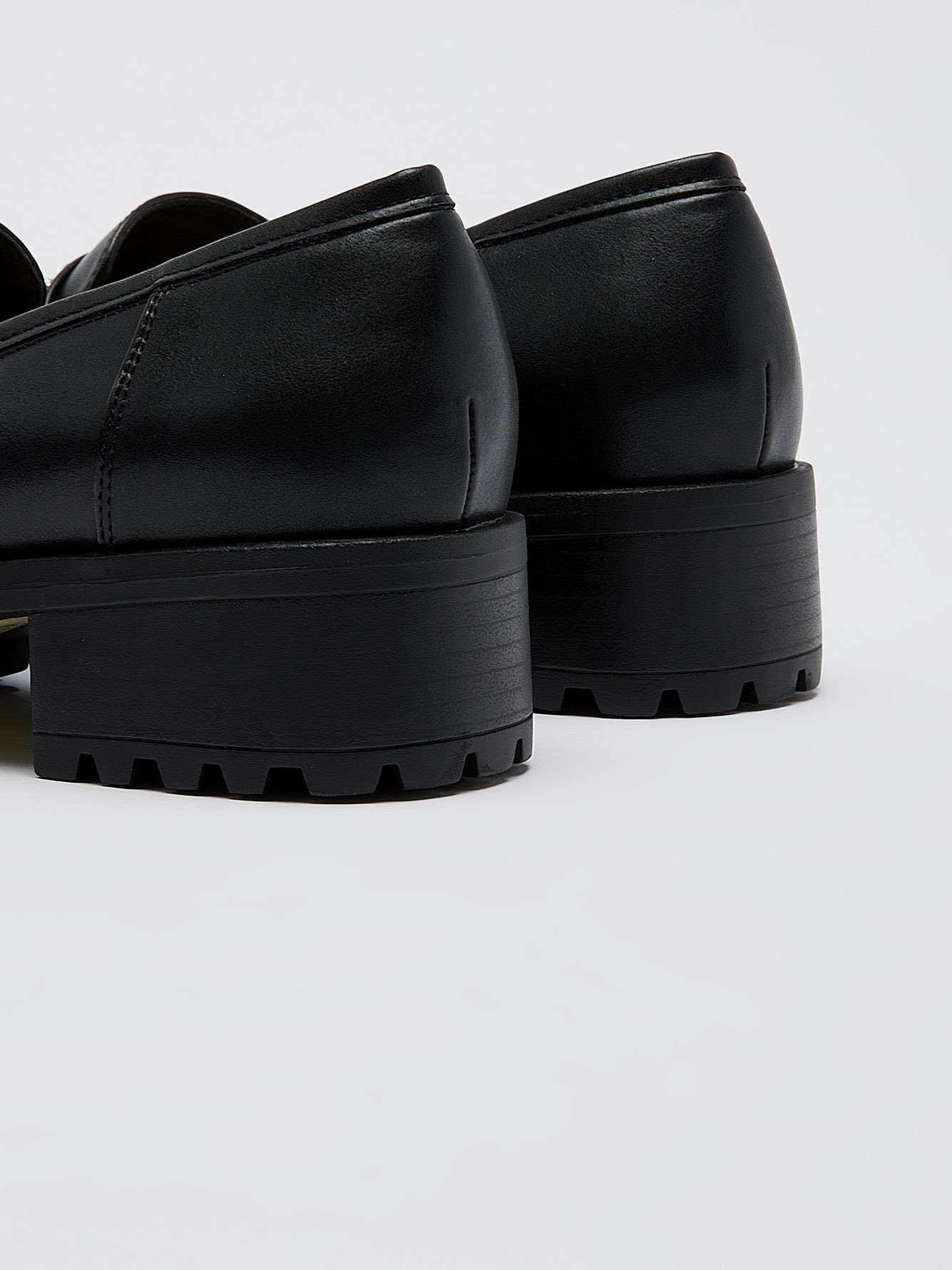 Extra Wide Width, Black Platform Loafer with Shiny Studs