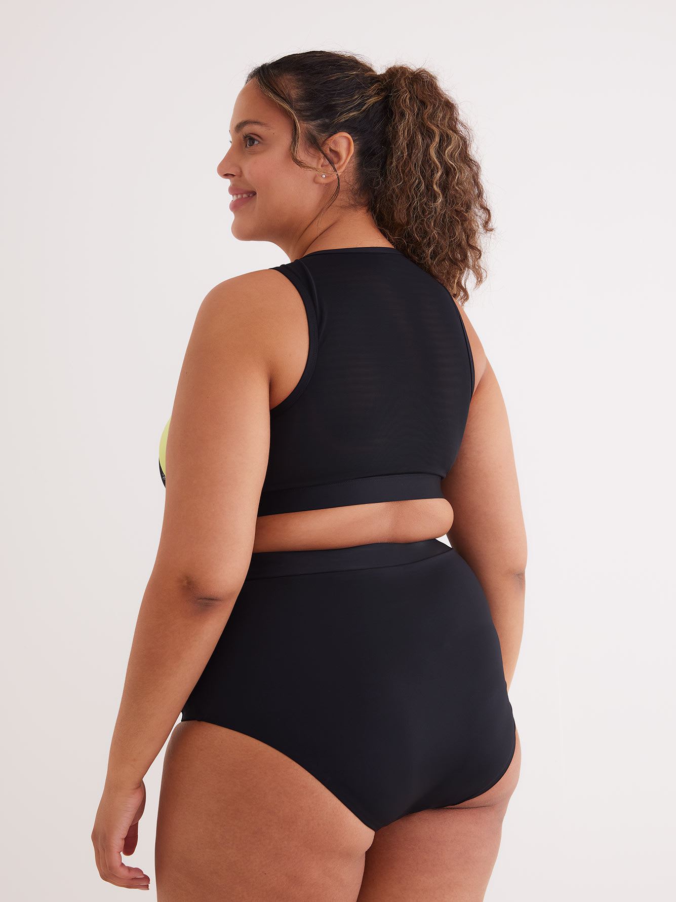 Colour Block Bikini Top with Zipper - Active Zone