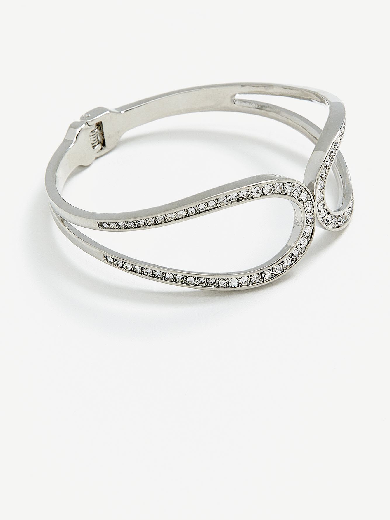 Cuff Bracelet with Crystal Loop Front