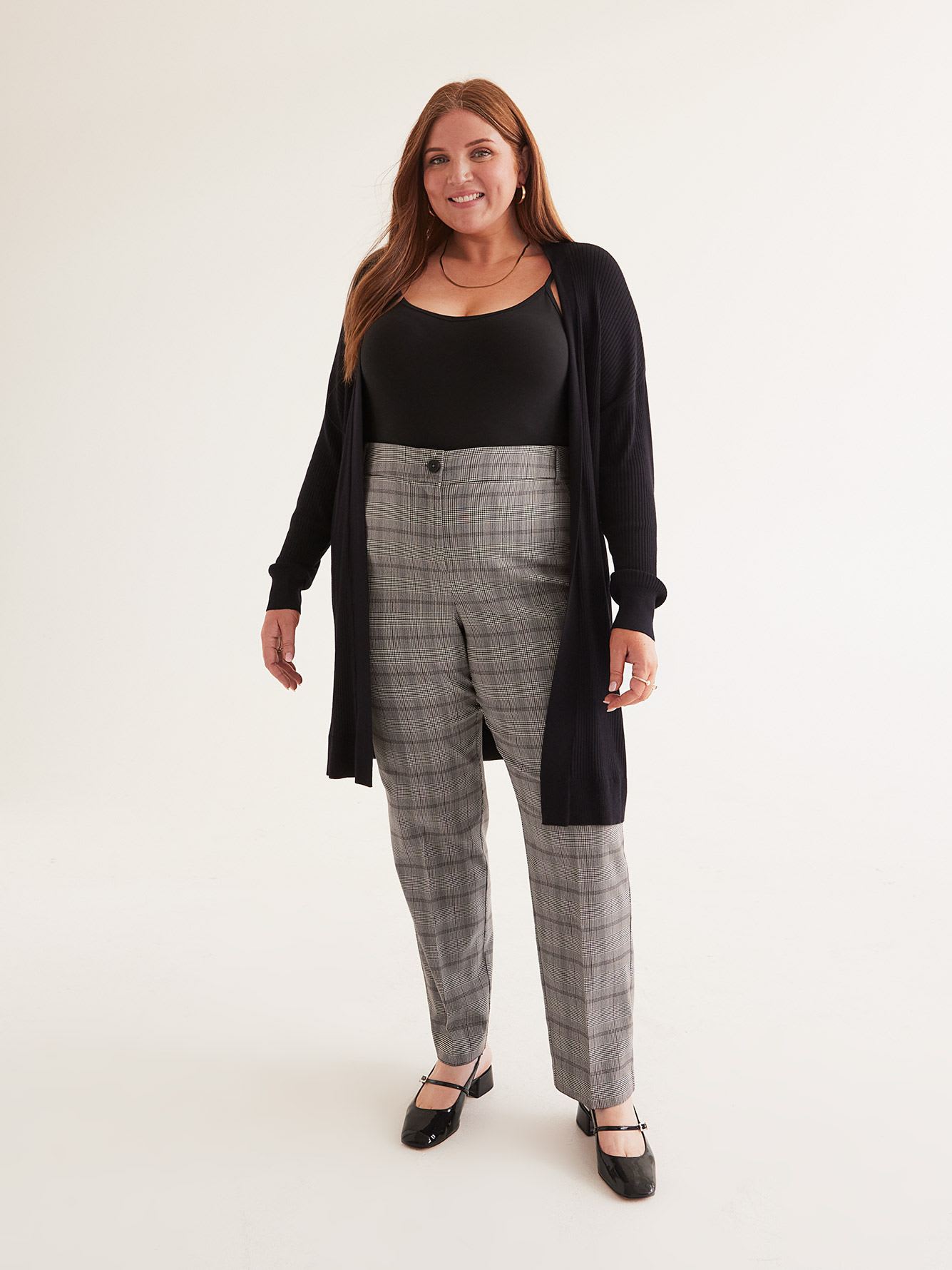 Plaid Curvy-Fit Straight-Leg Pant