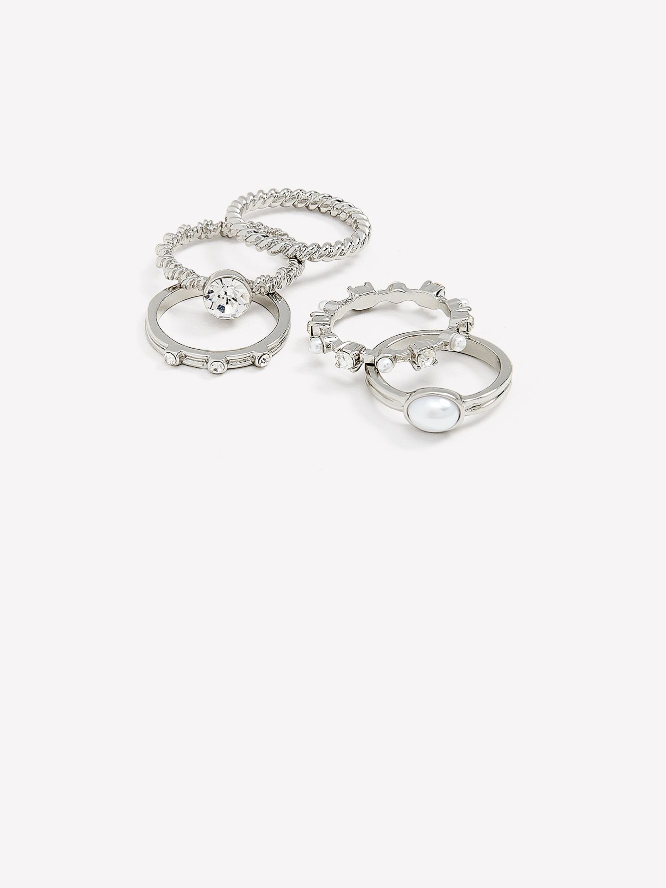 Assorted Fancy Metallic Rings, Set of 5