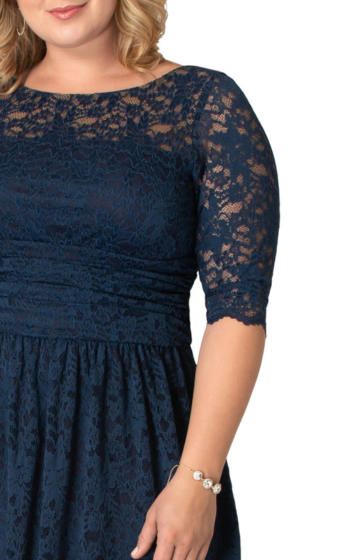 Kiyonna Plus Size Luna Lace Cocktail Midi Dress (Plus Size)