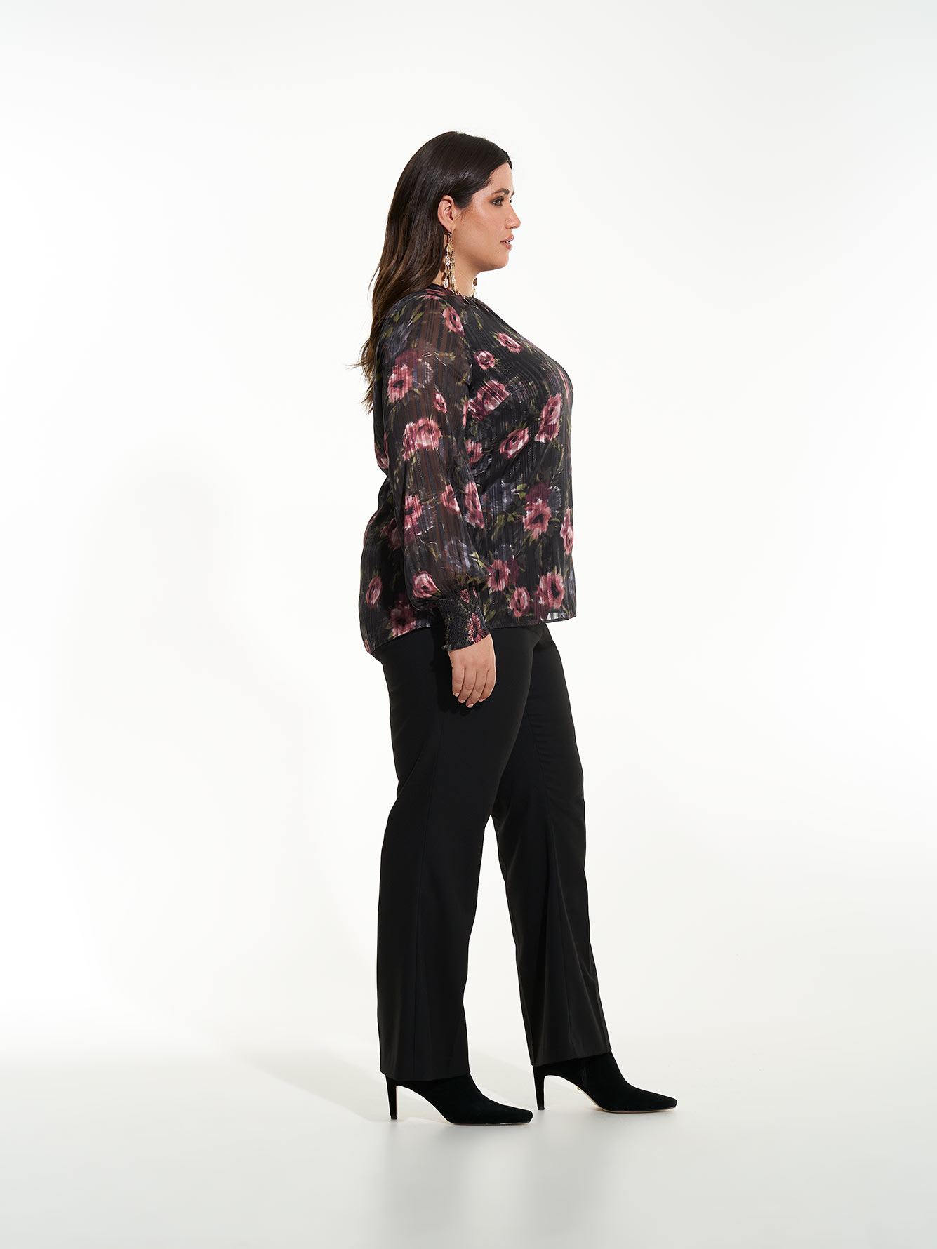 Floral Swing Blouse with Smocking Details - Addition Elle
