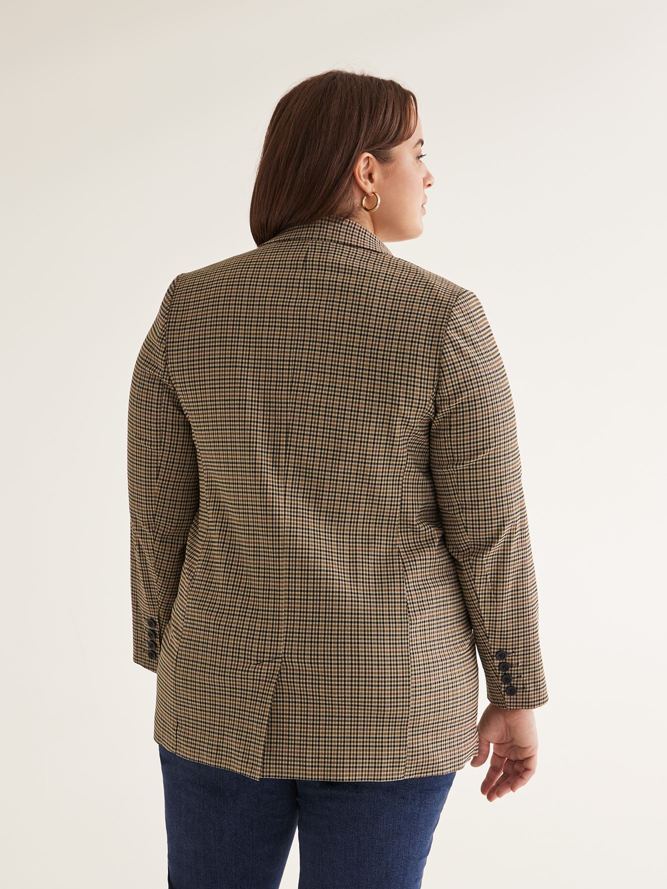 Gingham Single-Breasted Blazer
