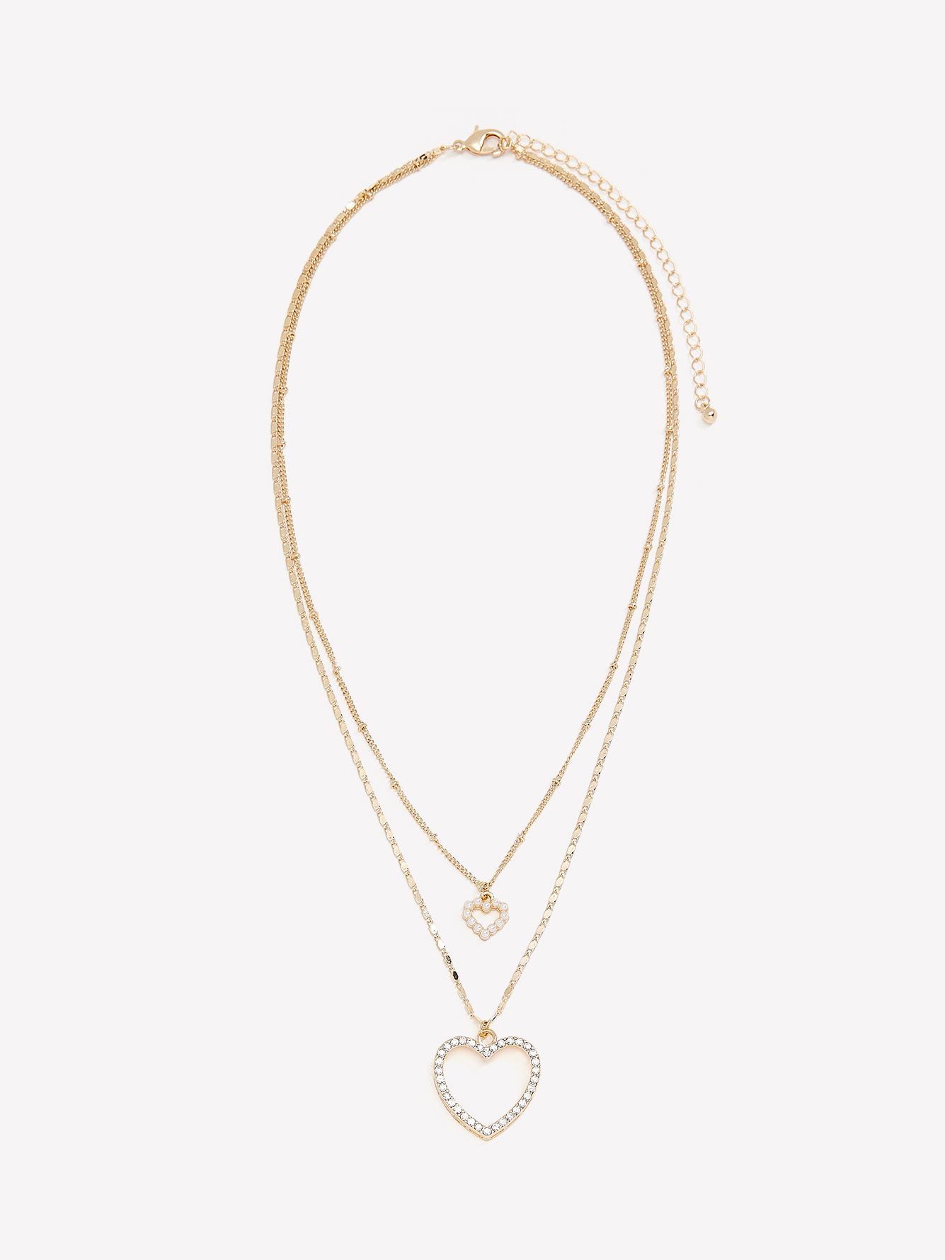 Two-Layer Chain Necklace with Heart Pendants