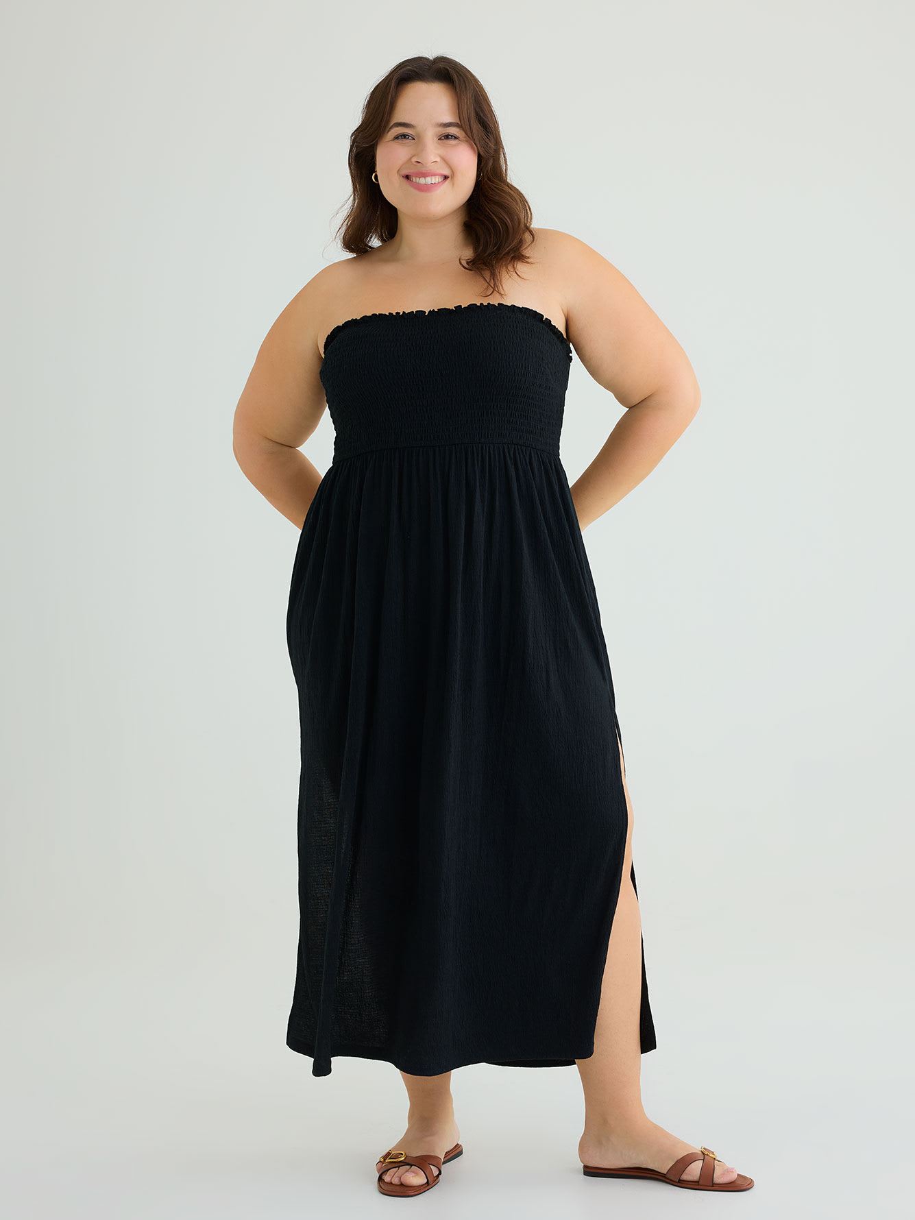 Maxi Cover-Up Swim Dress with Smocking
