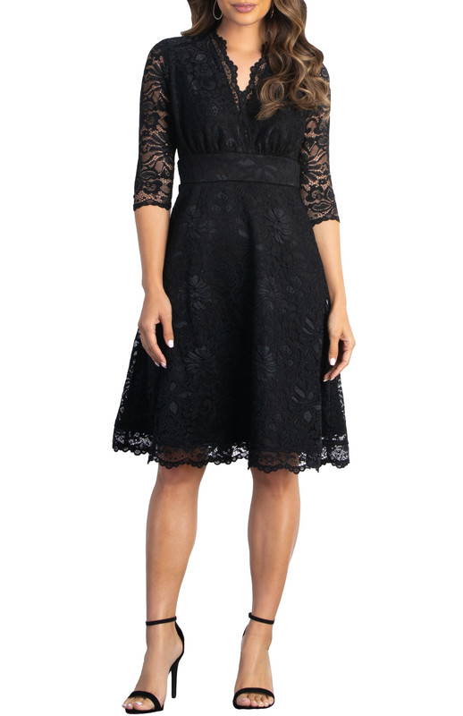 Kiyonna Mademoiselle Lace Cocktail Dress with Sleeves