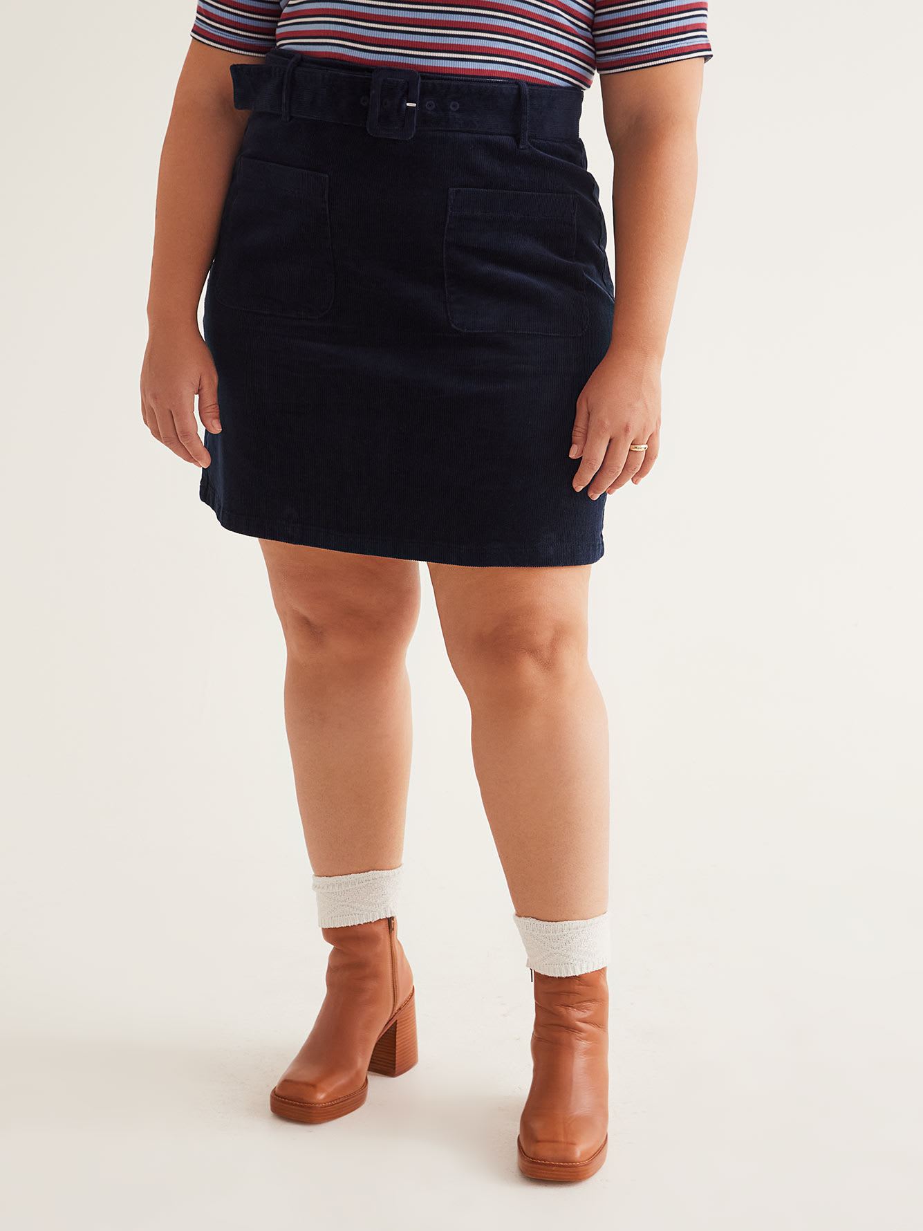 Responsible, Corduroy Mini Skirt with Belt
