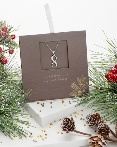 Holiday Gift Envelope with Clear Crystal Infinity Pendant Necklace - callura