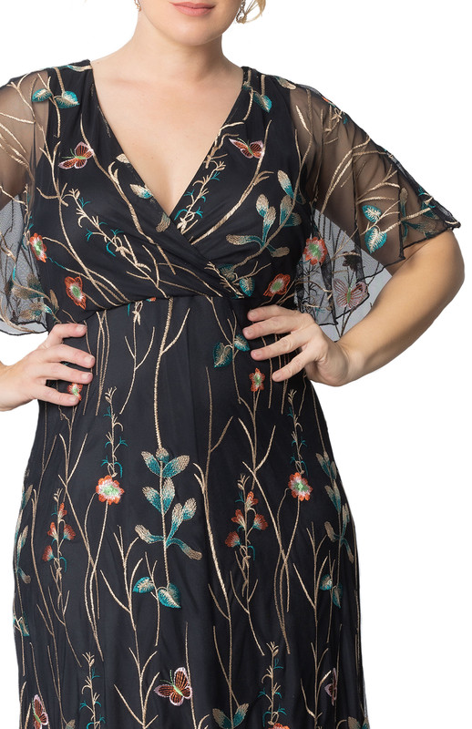 Kiyonna Plus Size Embroidered Elegance Evening Gown (Plus Size)