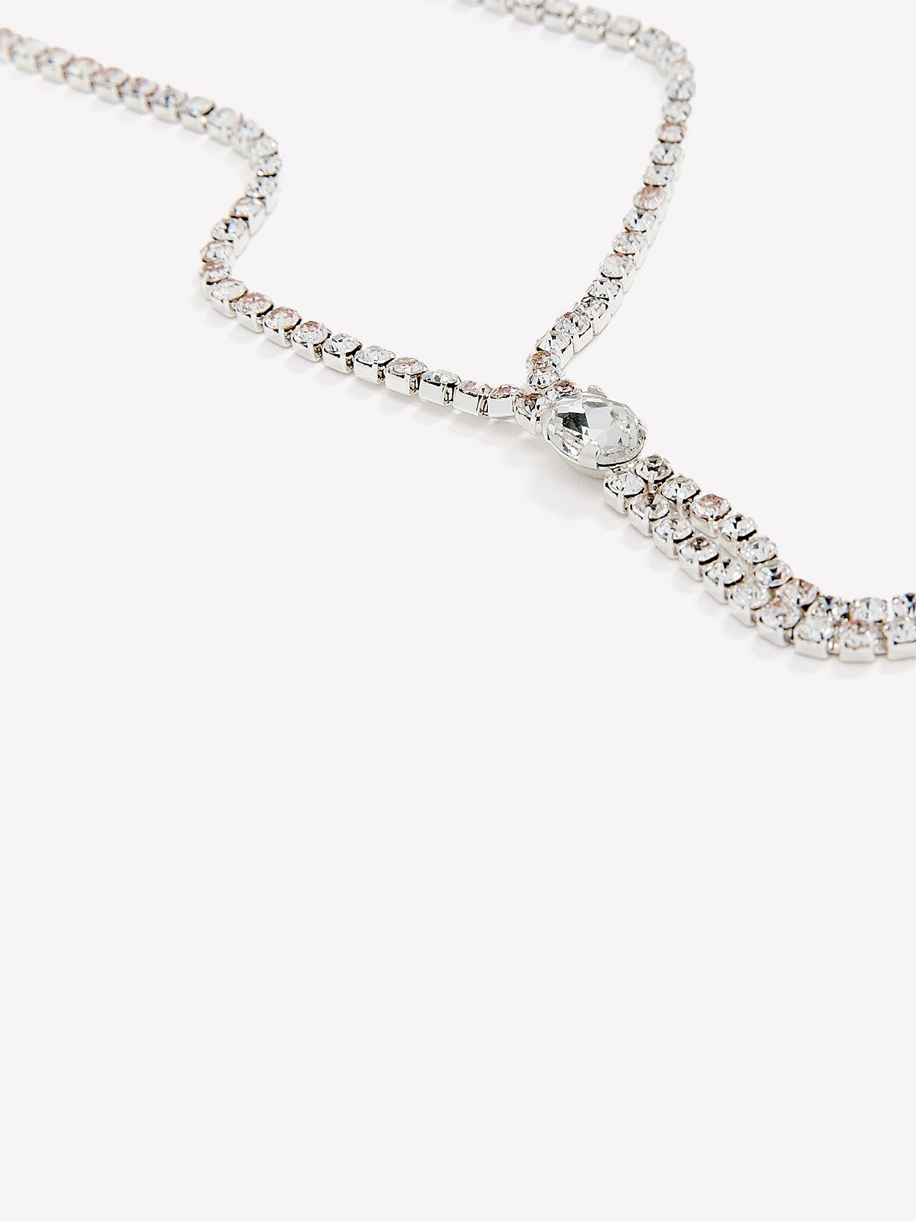 Two-Layer Silver Rhinestone Necklace - Addition Elle