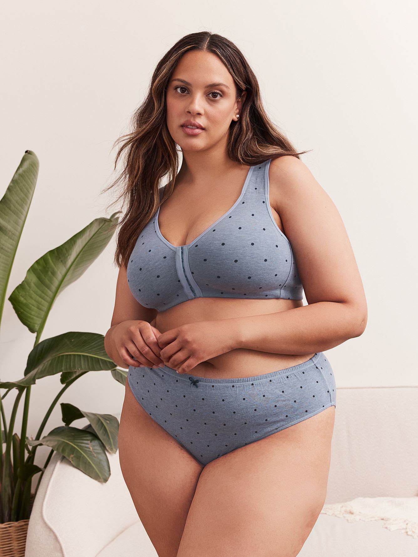 Dotted Front Closure Wireless Cotton Bra - ti Voglio