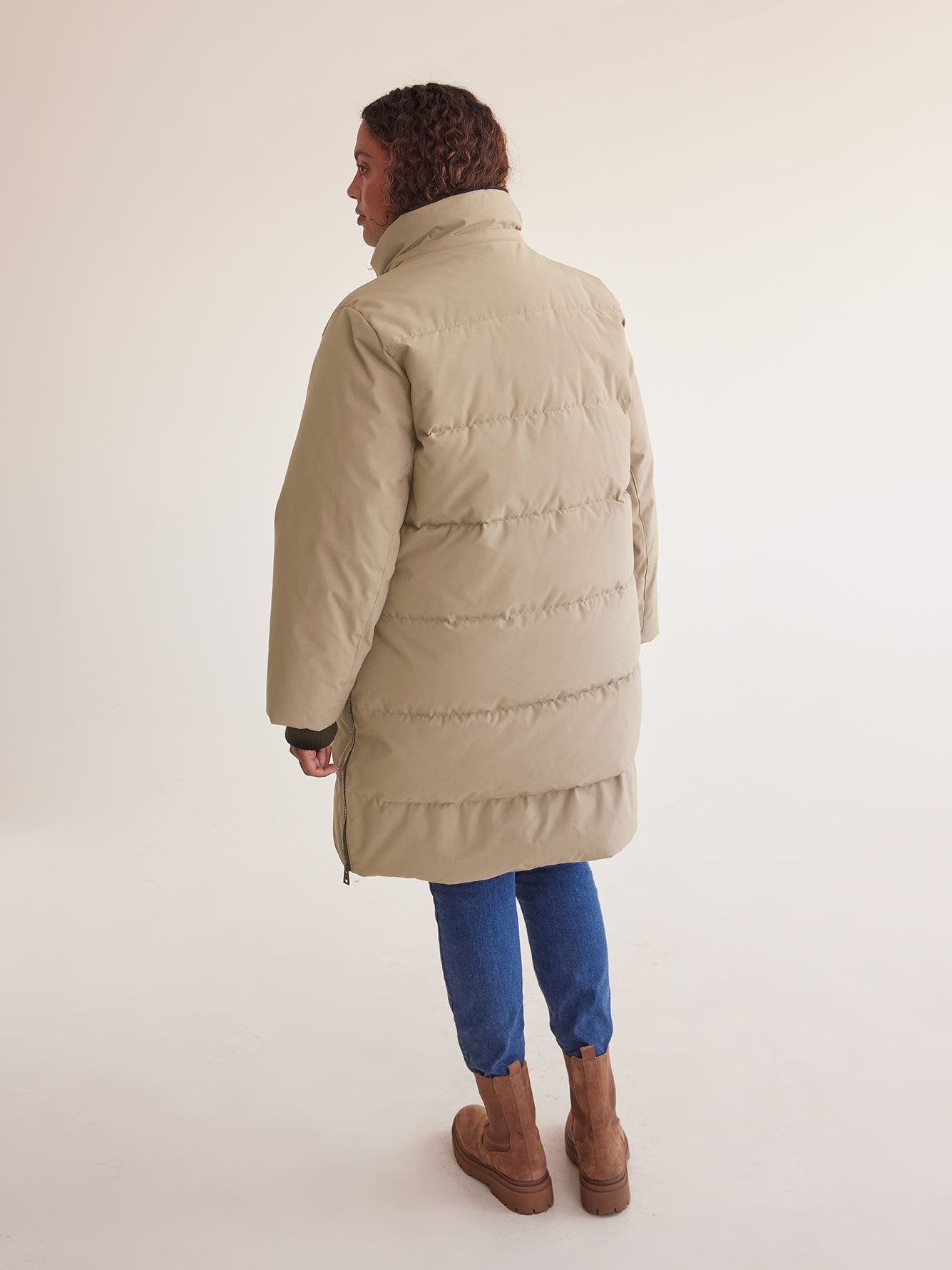 Responsible, Knee-Length Parka with Removable Faux-Fur Hood