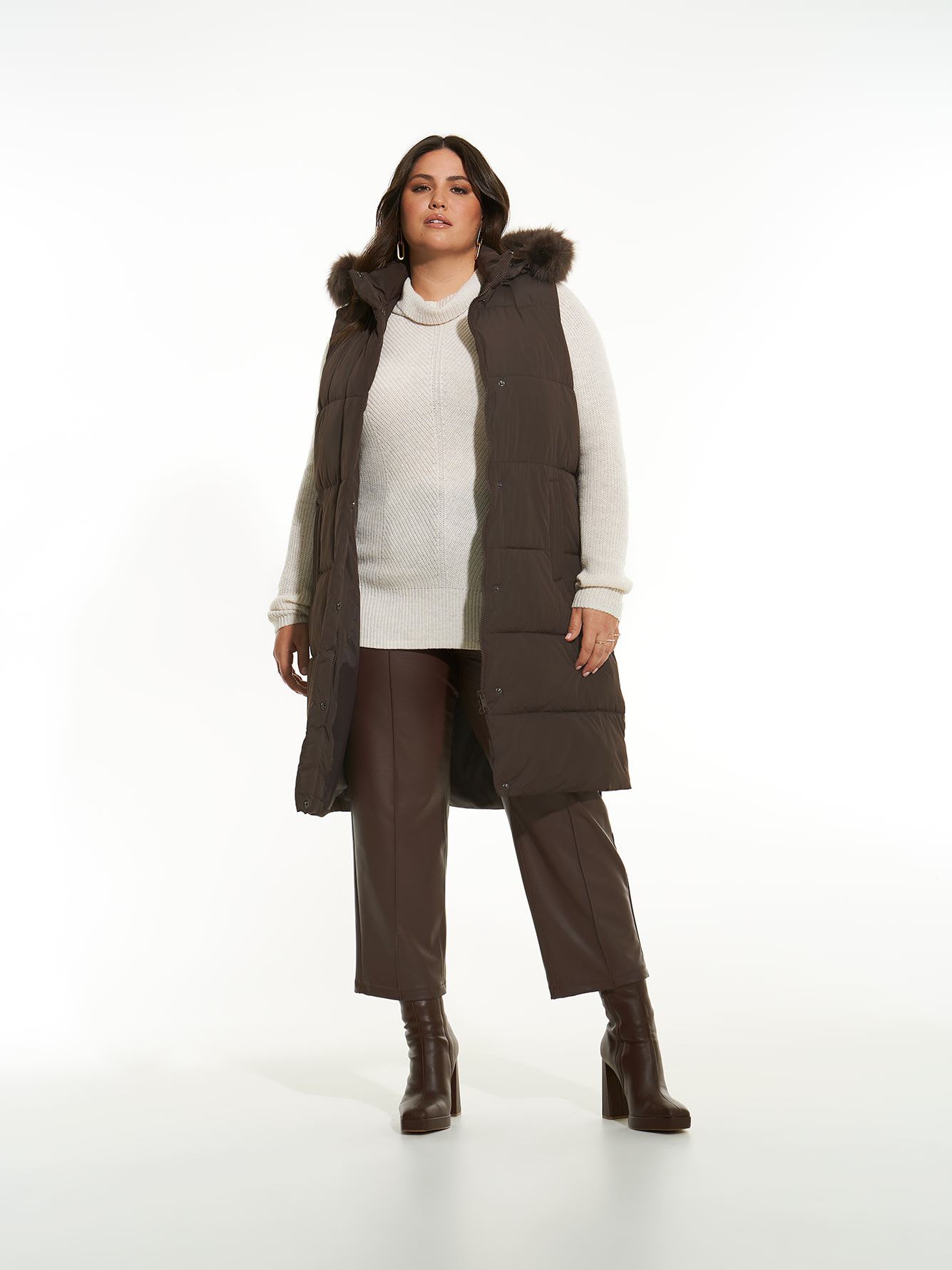 Responsible, Knee-Length Puffer Vest - Addition Elle