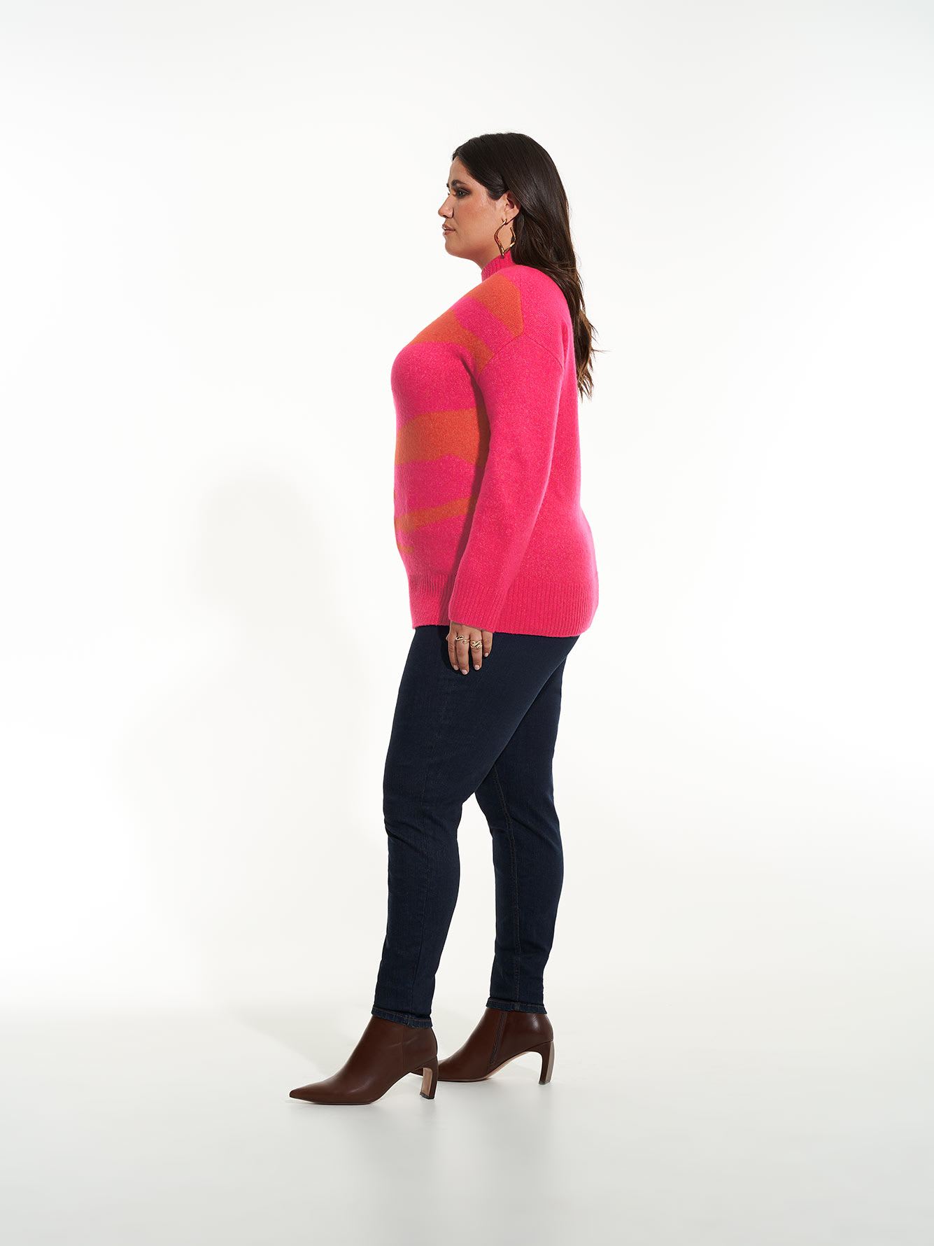 Long Mock-Neck Textured Sweater - Addition Elle