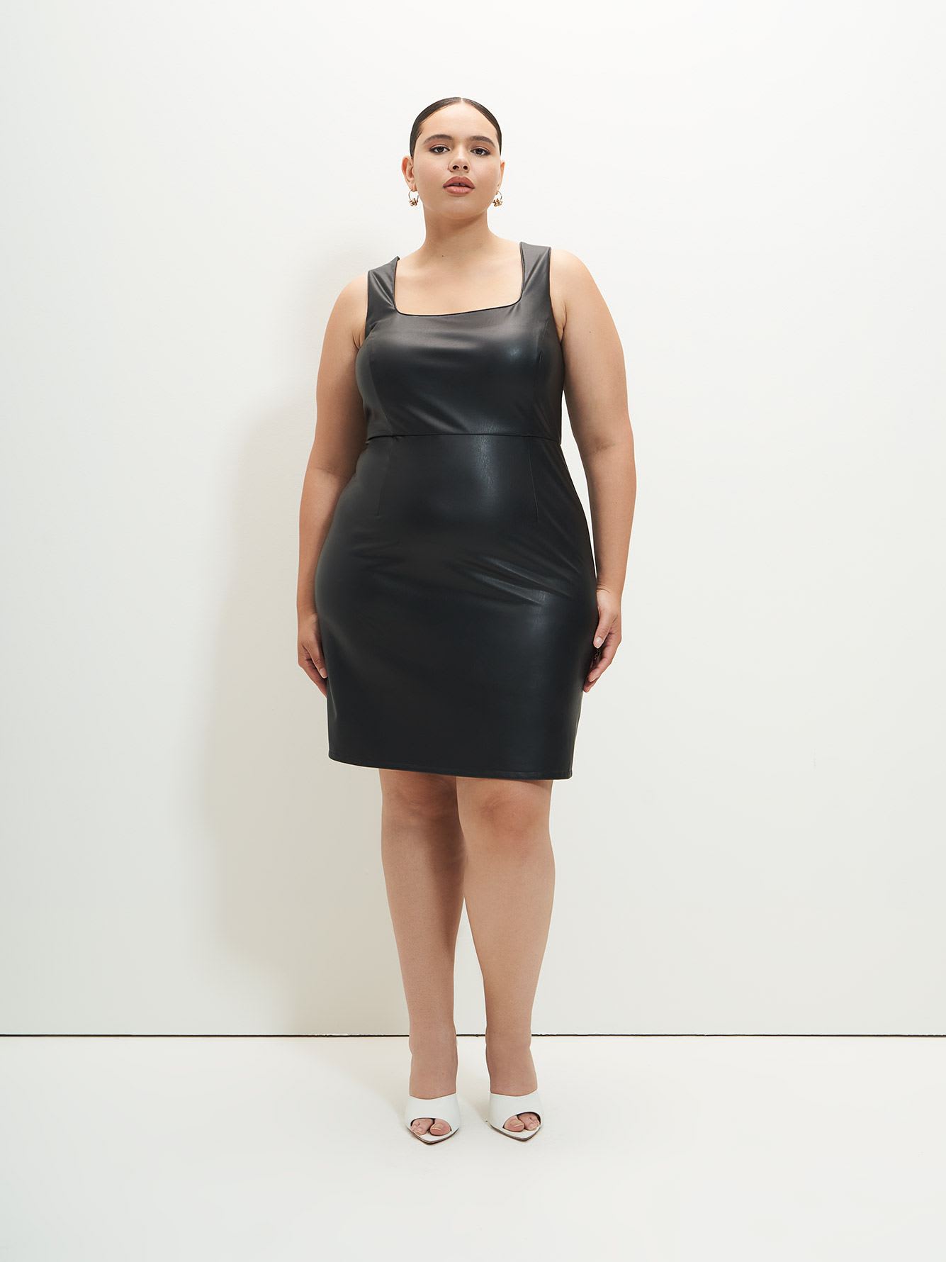 Sleeveless Faux Leather Dress - Addition Elle