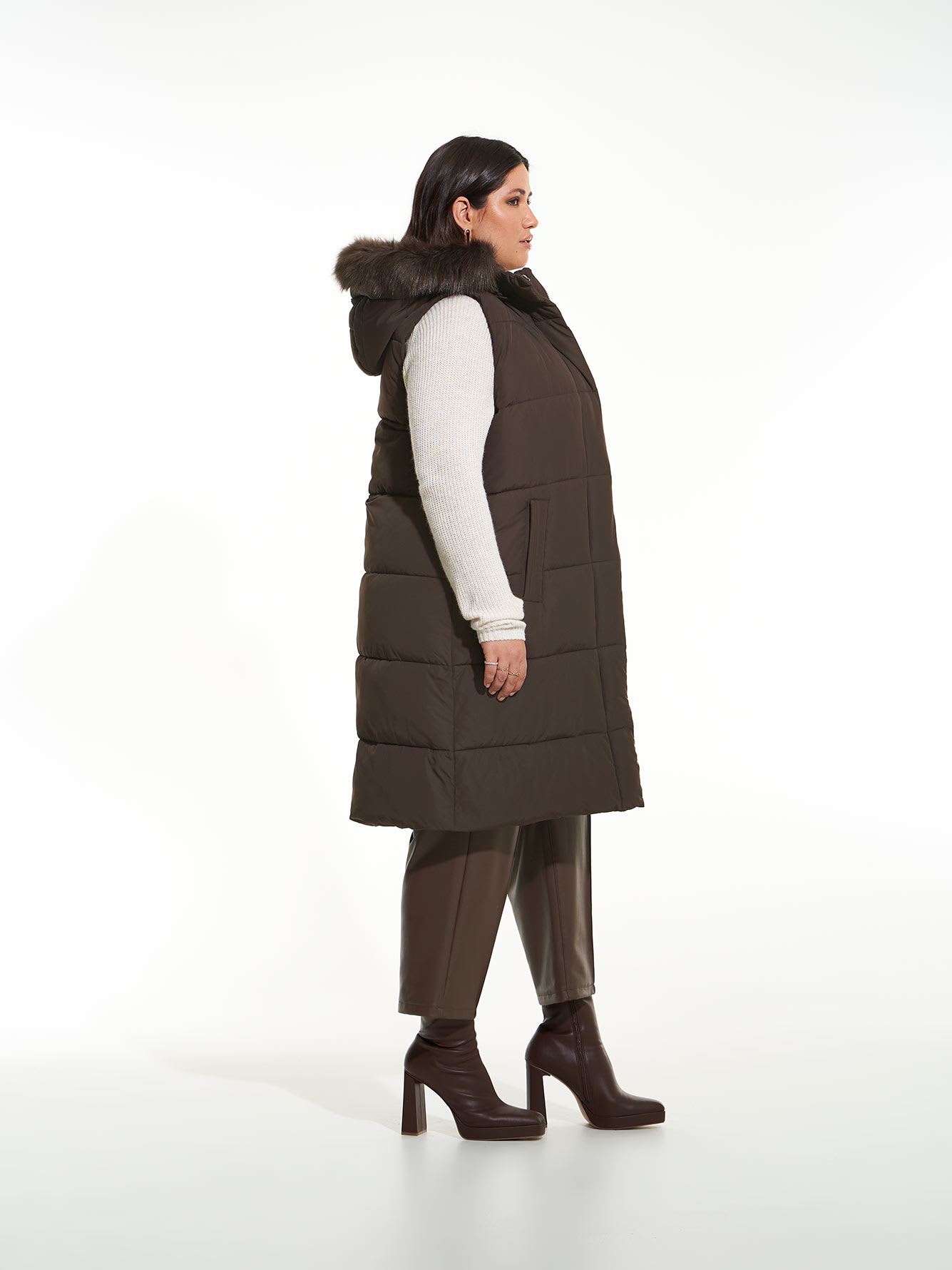 Responsible, Knee-Length Puffer Vest - Addition Elle