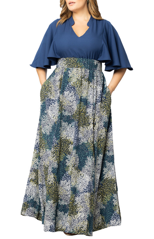 Kiyonna Plus Size Avisa Flowy A Line Evening Gown (Plus Size)