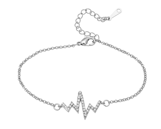 Holiday Gift Evenlope with Clear Crystal Pave Heartbeat Bracelet - callura