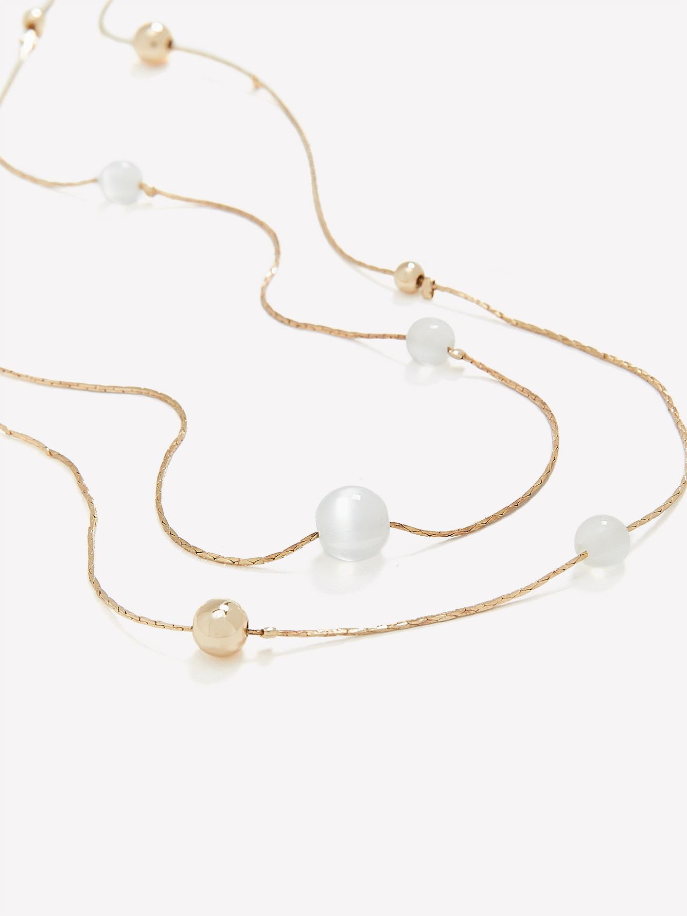 Two-Layer Long Necklace with Beads