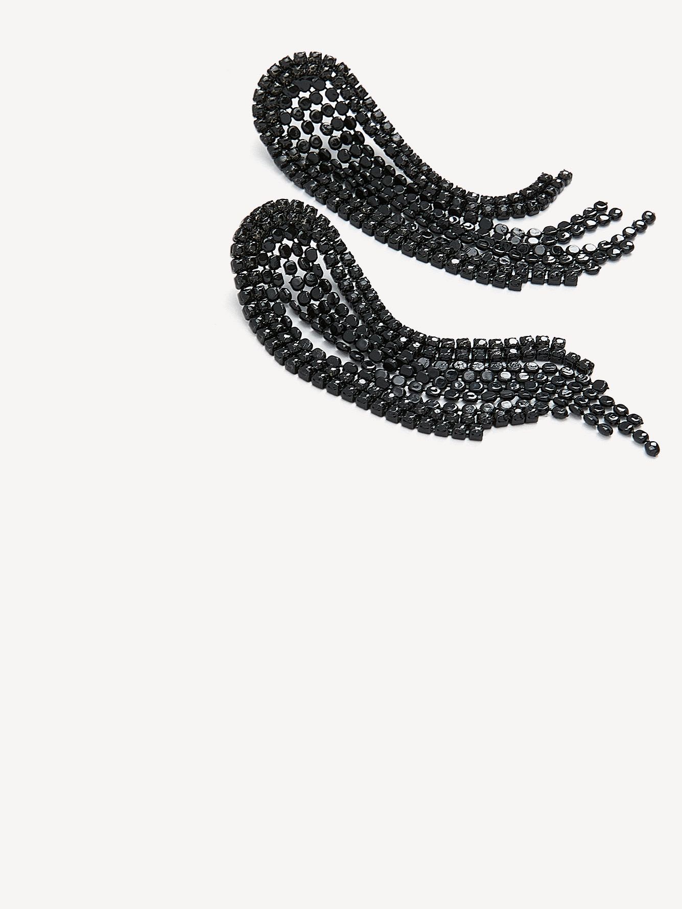 Long Black Tassel Drop Earrings