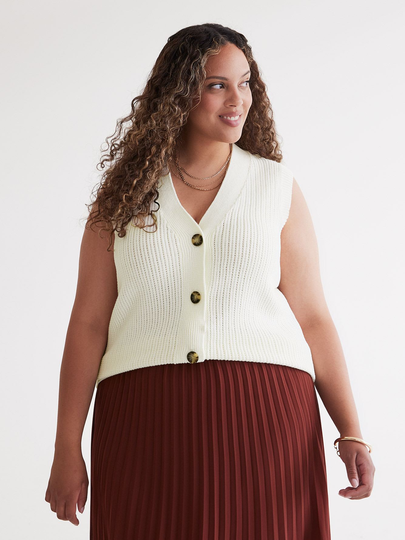 Buttoned Down Cable Sweater Vest
