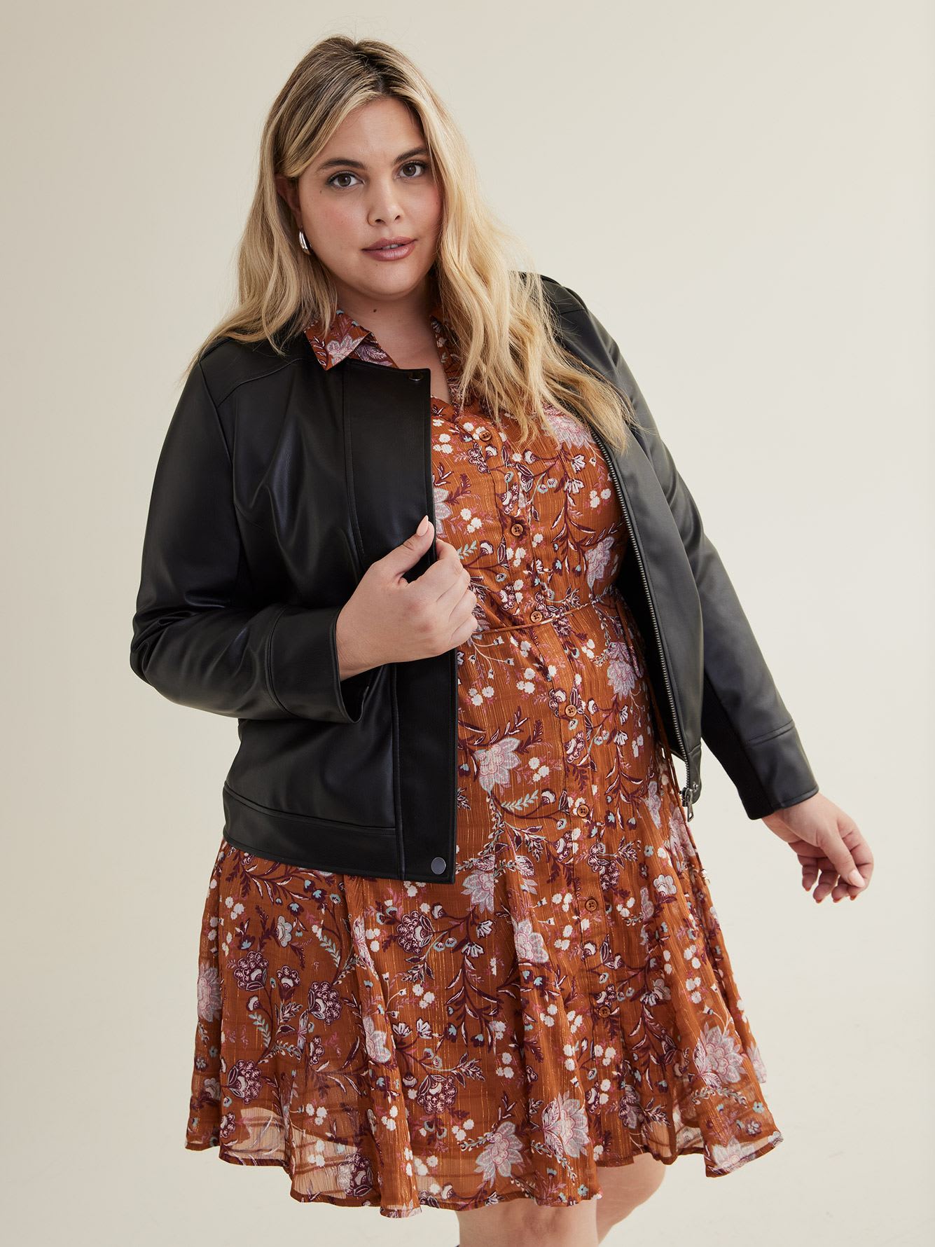 Faux-Leather Moto Jacket