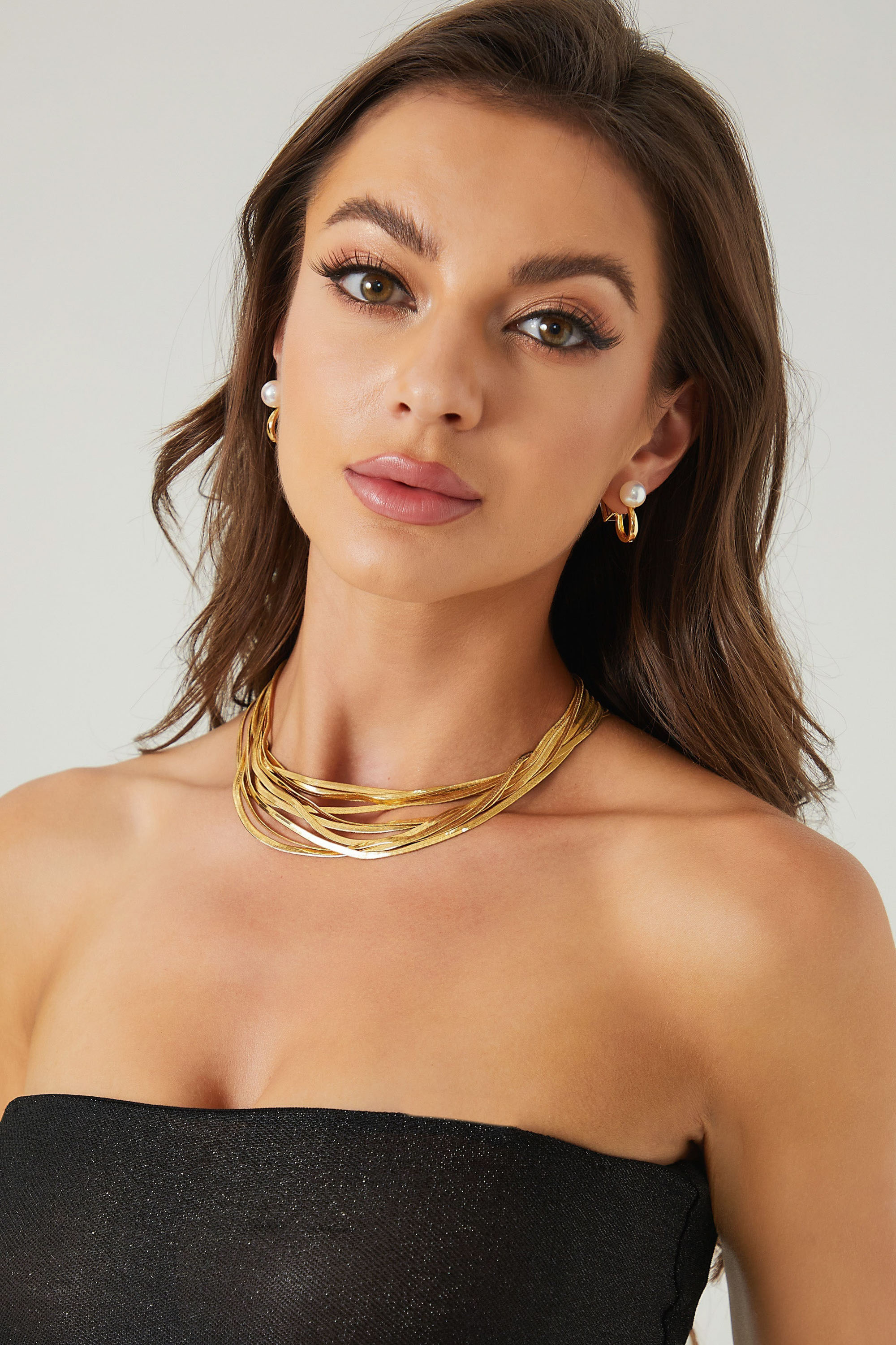 Classicharms-Gold Pearl Zirconia Multi-wear Earrings