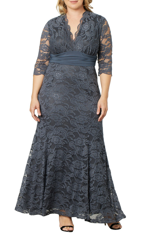 Kiyonna Plus Size Screen Siren Lace Evening Gown (Plus Size)