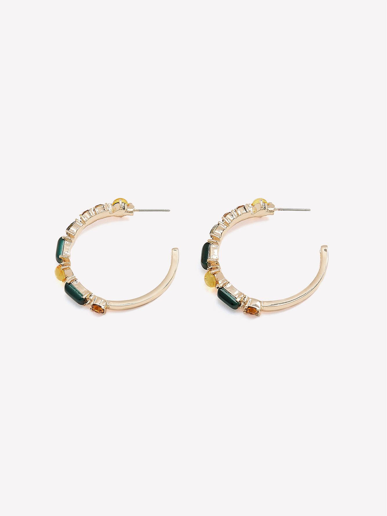 Open Hoop Earrings with Stones