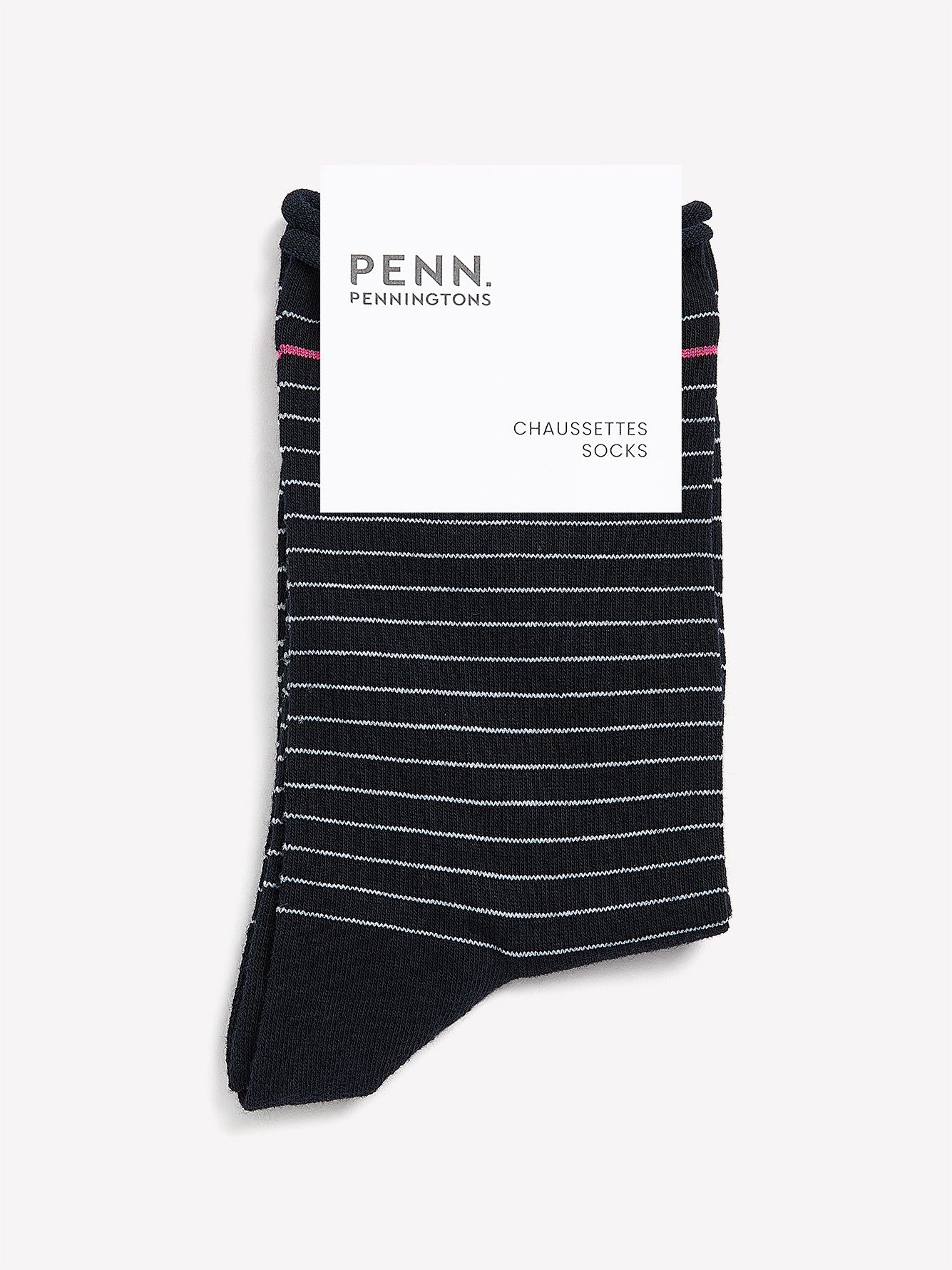 Rolled-Edge Crew Socks, Striped Print