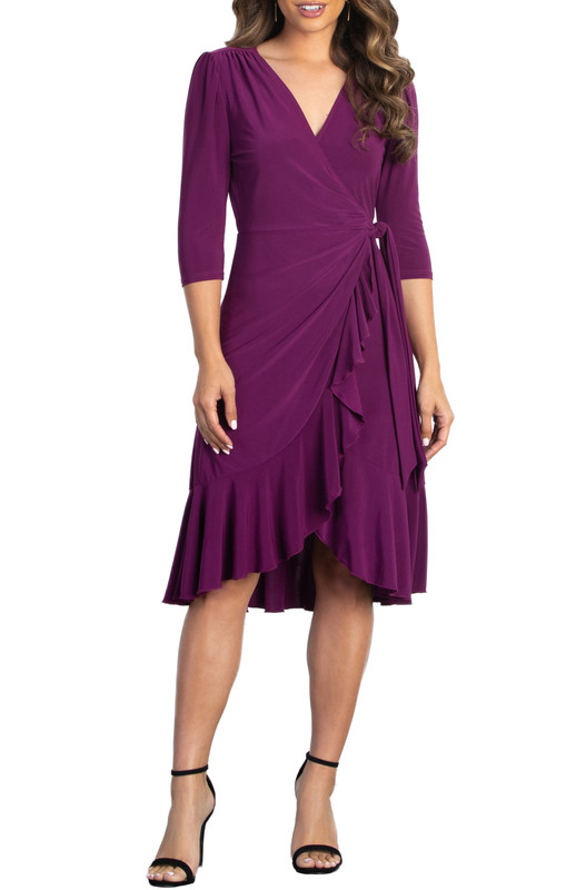 Kiyonna Whimsy Ruffled Midi Wrap Dress