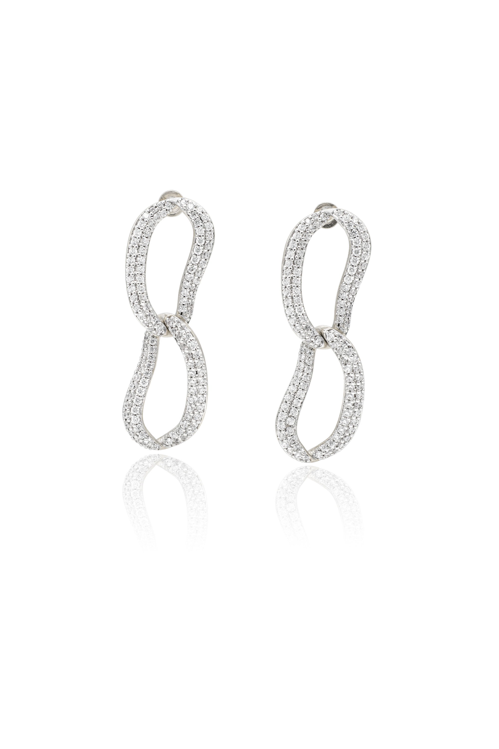 Classicharms-Infinity Pavé Ovate Loop Hoop Earrings