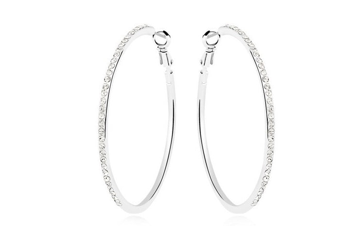 Silvertone Crystal Hoop Earrings by Callura