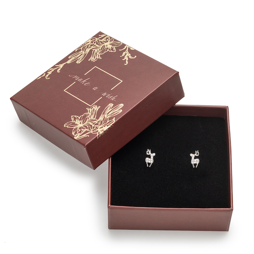 Holiday Gift Box with Crystal Pave Deer Stud Earrings - callura