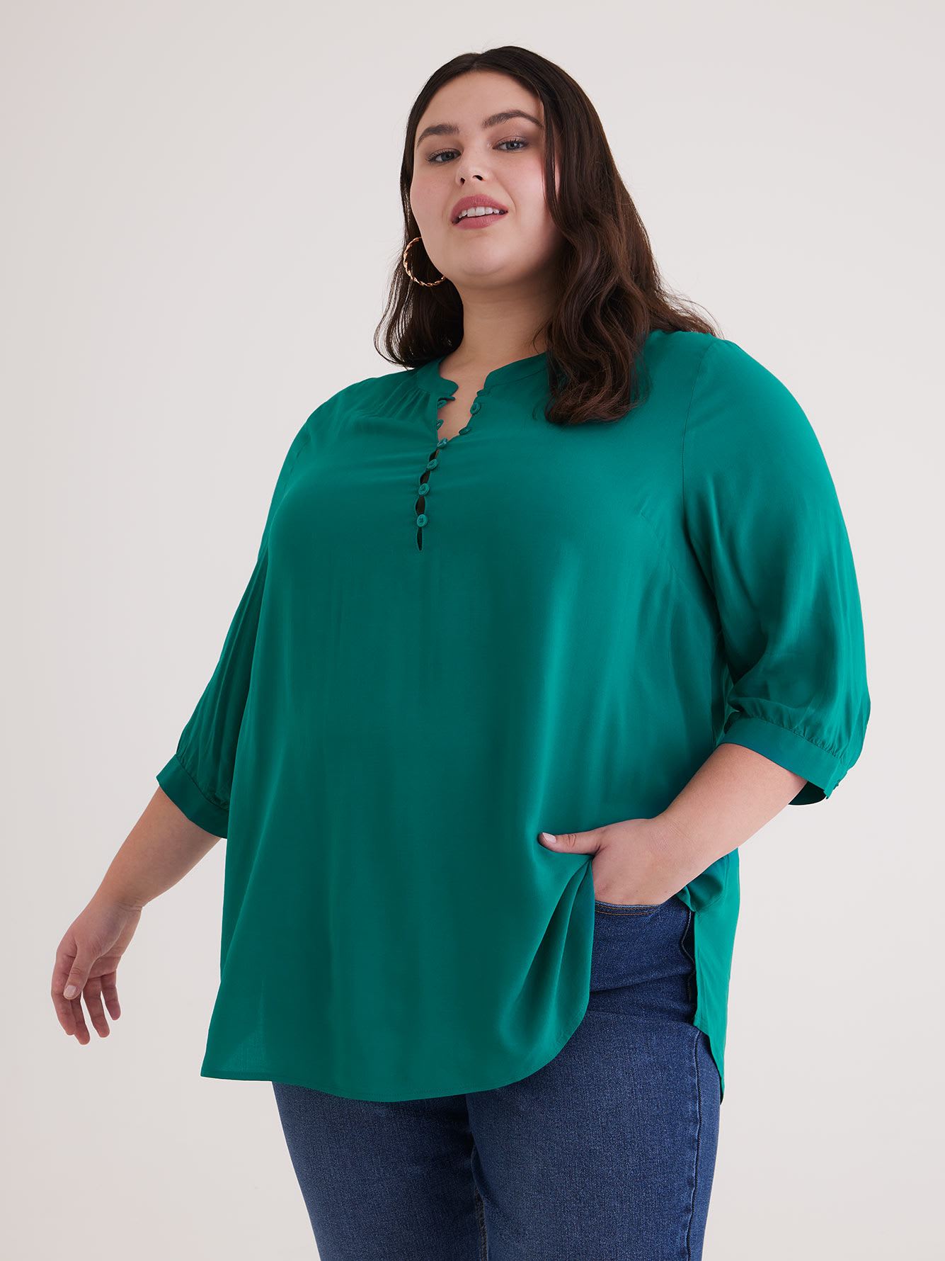 3/4 Sleeve Tunic with Half Placket
