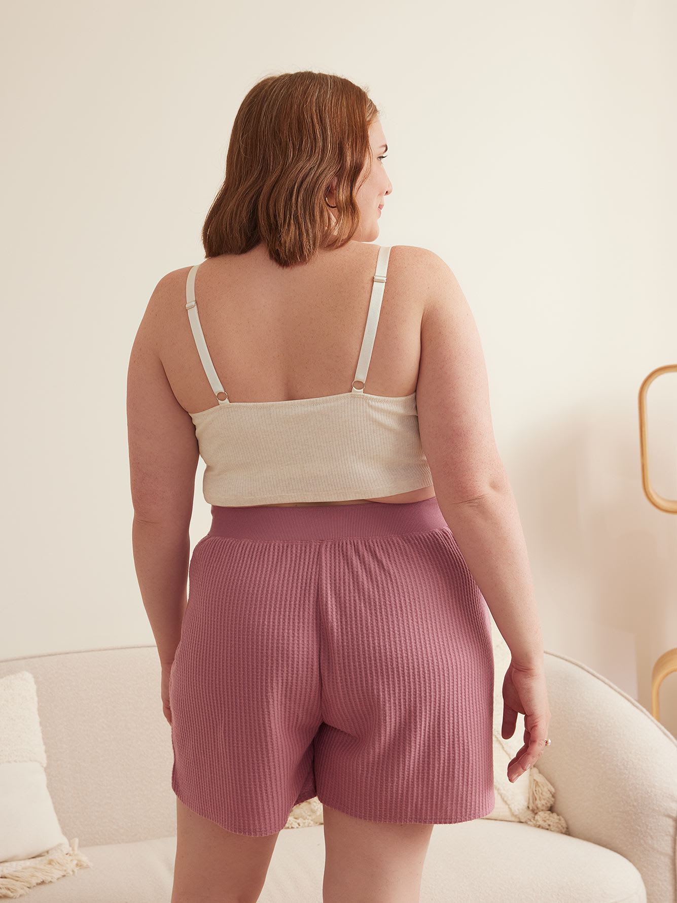 Ribbed Heather Knit Bralette with Lace Trim - ti Voglio
