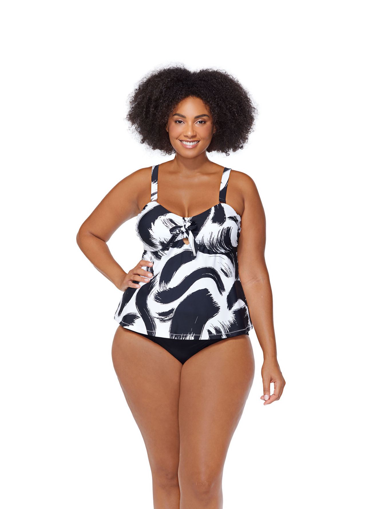 Zanzibar Tankini Top, Paint Brush Print - Raisins Curve